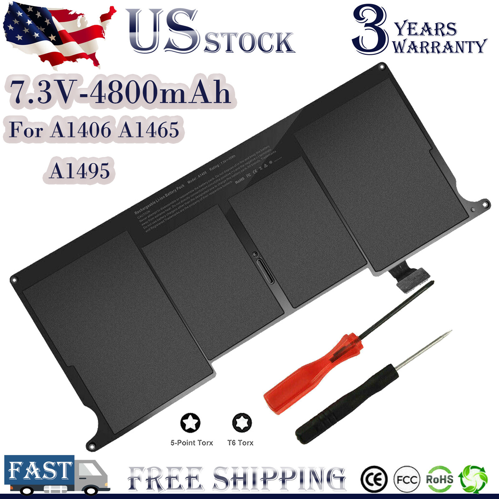 Lot A1465 Battery For Apple MacBook A1406 Air 11" A1370 2011 2012 Early 2015 36W
