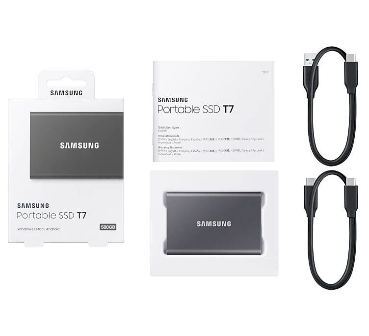 Original Samsung Portable SSD T7 500GB USB 3.2 Gen 2 Super Fast Storage MU-PC500