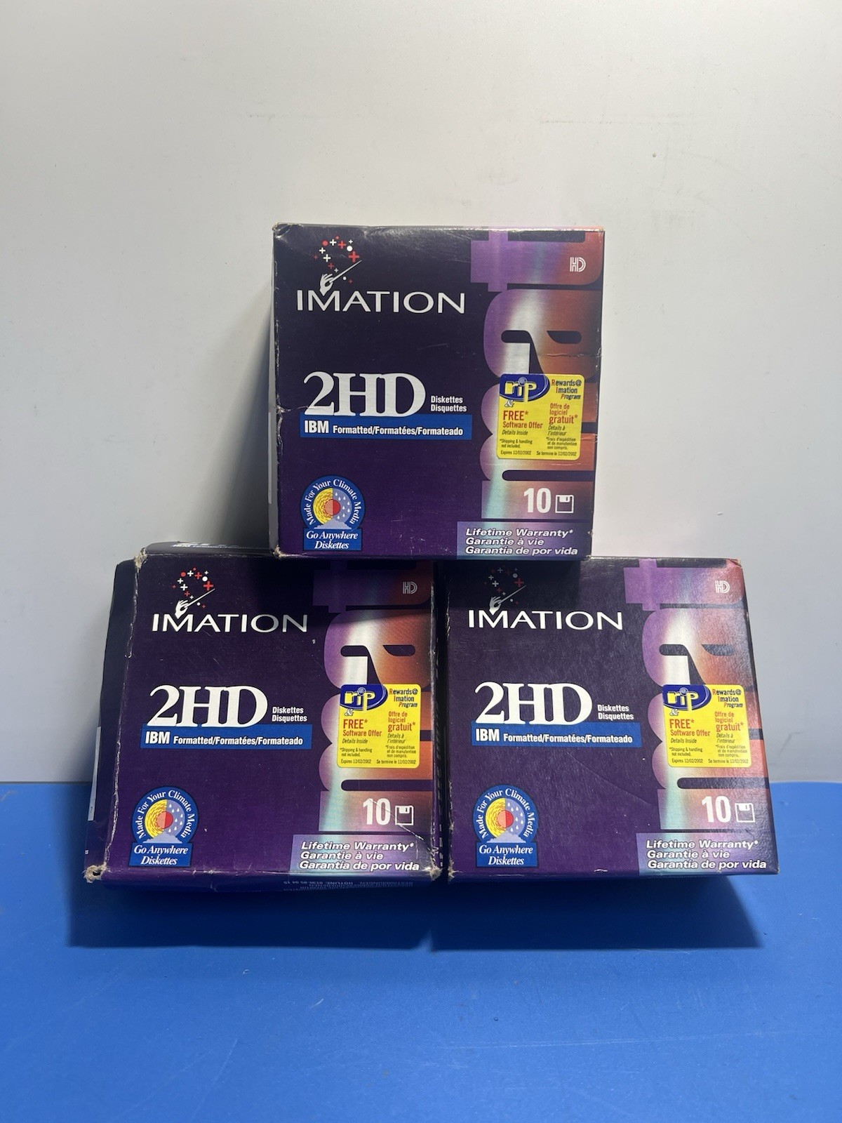 Lot of 3 Imation 2HD 3.5” Floppy Diskettes – IBM Formatted – 10/Box (30 Total)