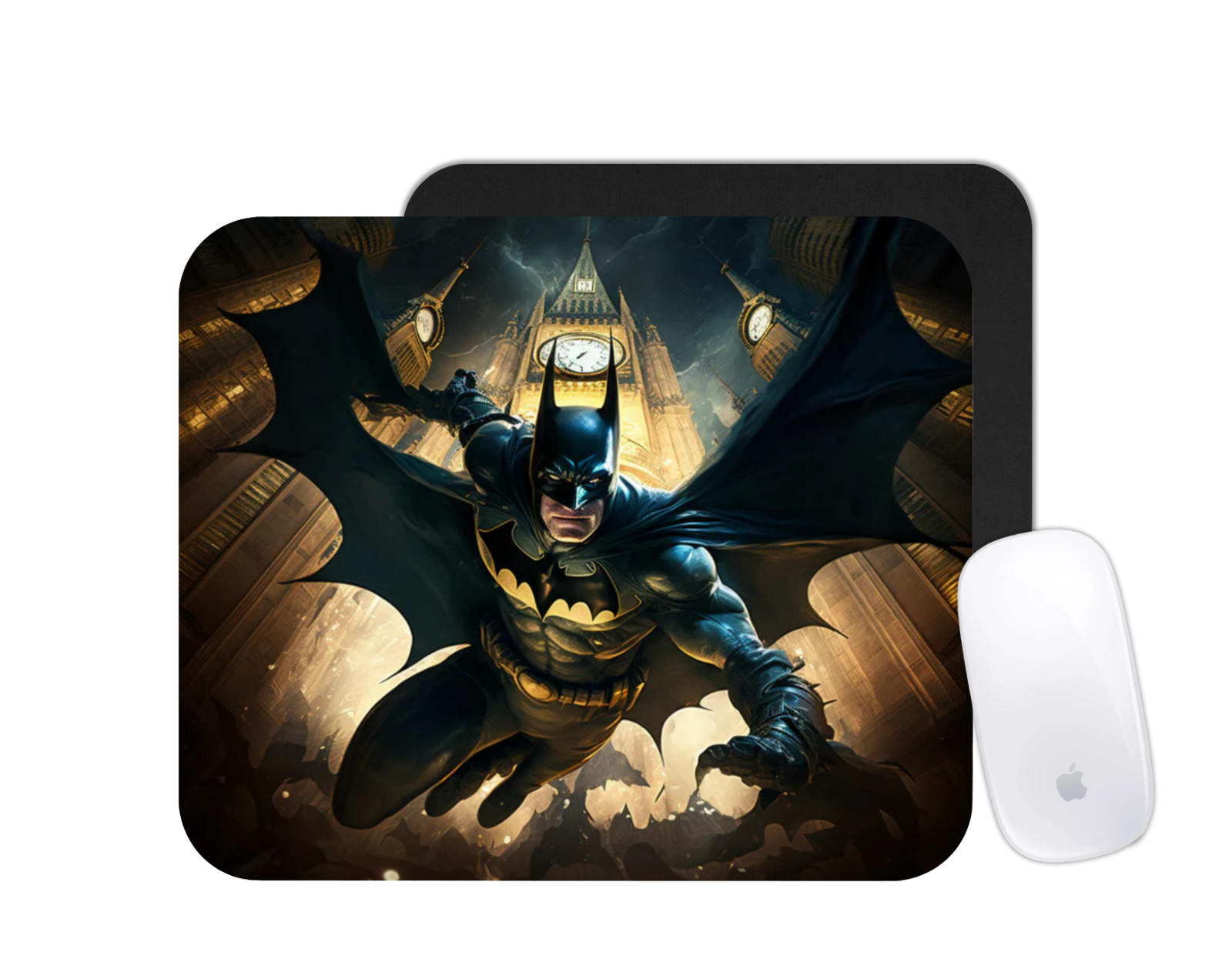 Flying Batman Mouse Pad | Superhero Action Desk Mat | Custom Hero Gift