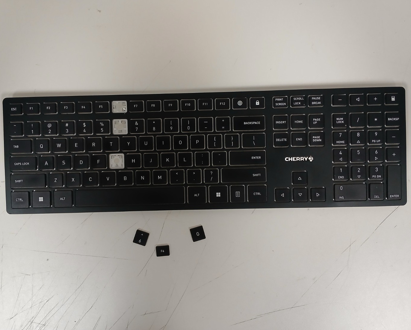 Cherry DW 9500 Slim Rechargeable Wireless Keyboard *BROKEN KEYCAPS* - NO BOX