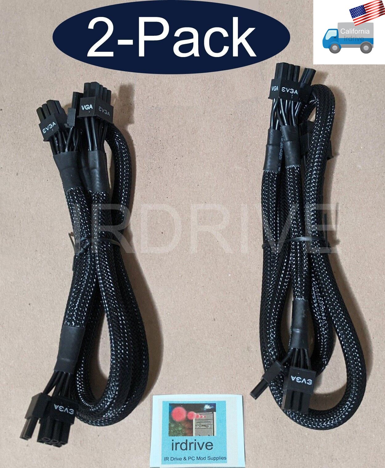 2-Pack Genuine EVGA W001-00-000154 8-Pin to Dual 6+2-Pin PCI-E Modular PSU Cable