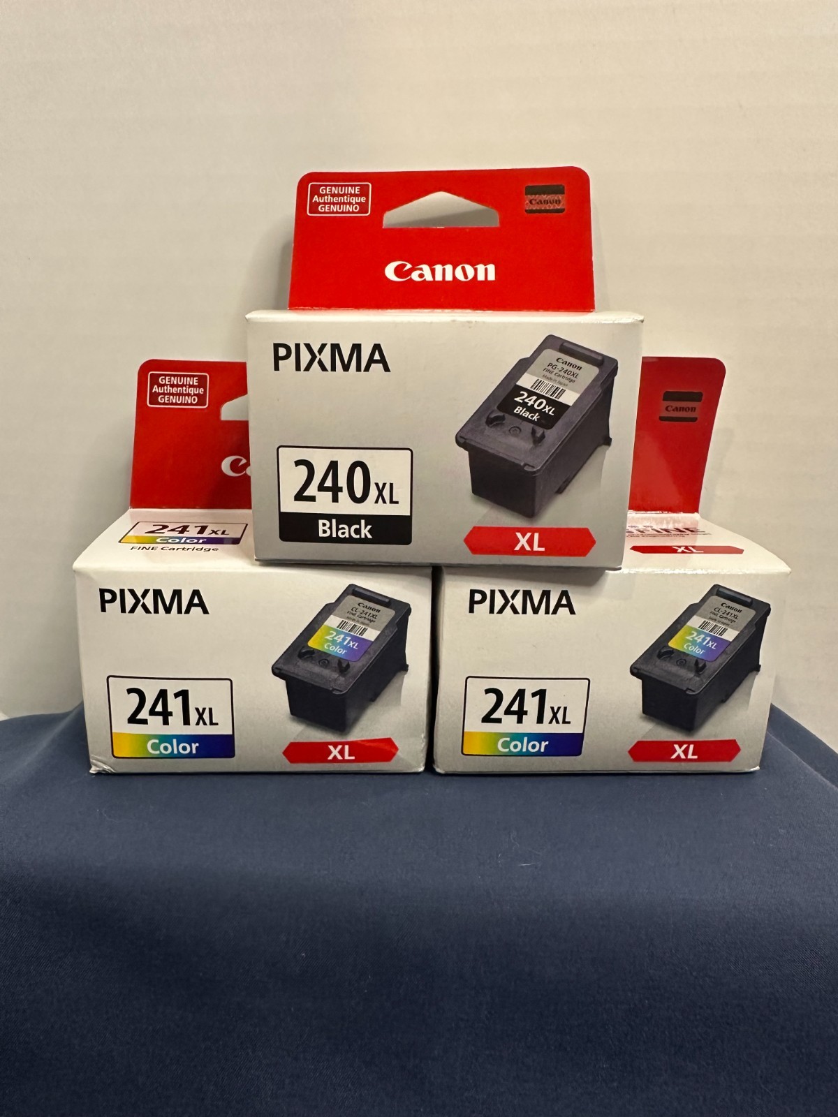 NEW Genuine Canon PIXMA 240XL Black & 241XL Color X2 Ink Cartridges (3 total)