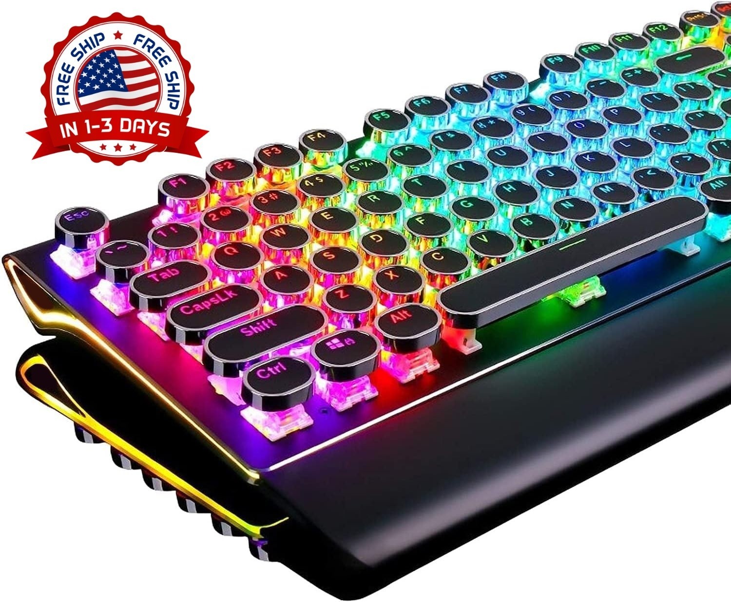 Teclado mecánico retro para juegos con cable de 108teclas y retroiluminación RGB