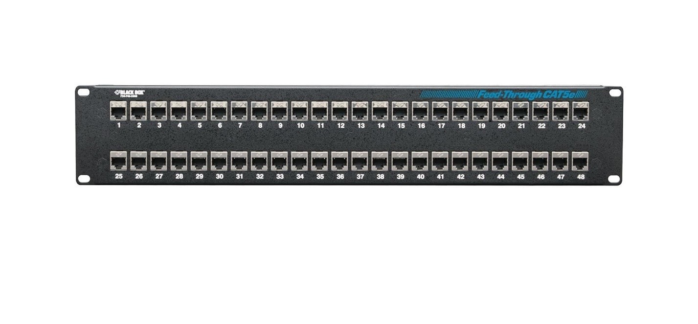 Open Box Black Box 48-Ports CAT5e Panel 2U Shielded Through Patch JPM806A-R2