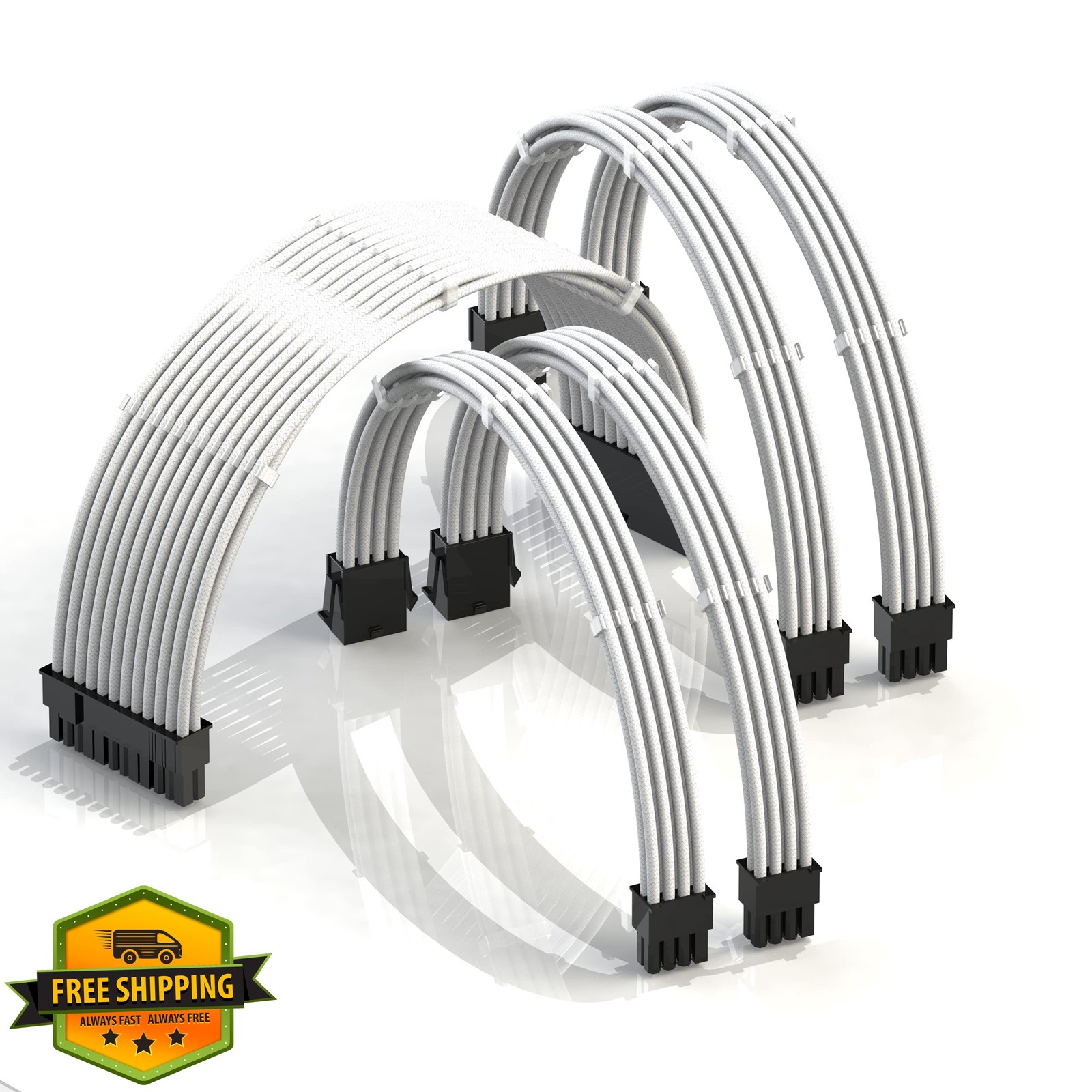 LINKUP - AVA 30cm PSU Cable Extension Sleeved Custom Mod GPU PC Braided w/Com...