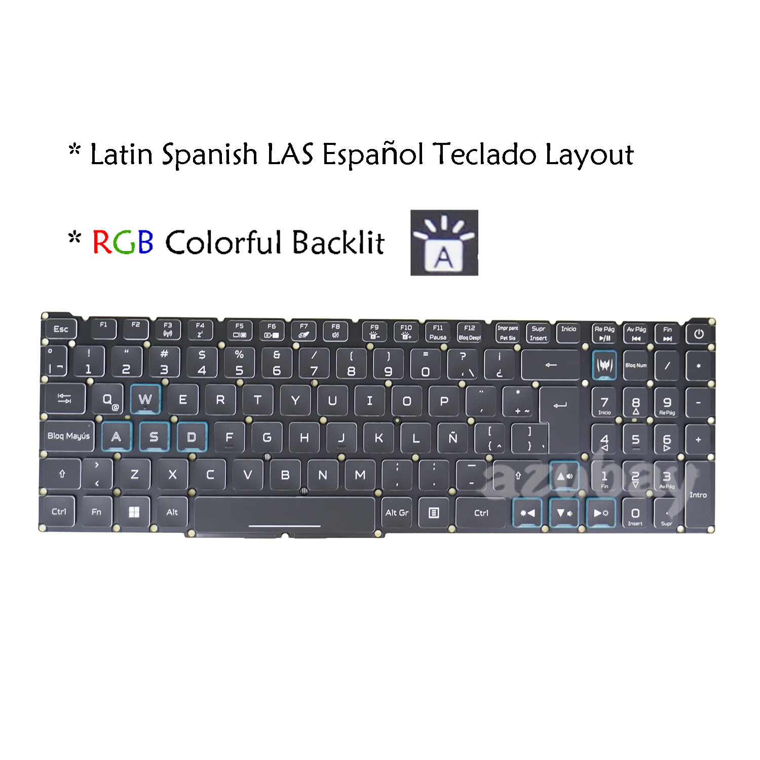 Latin / Spanish Laptop Keyboard for Acer Predator PH317-53 PH317-54, RGB Backlit