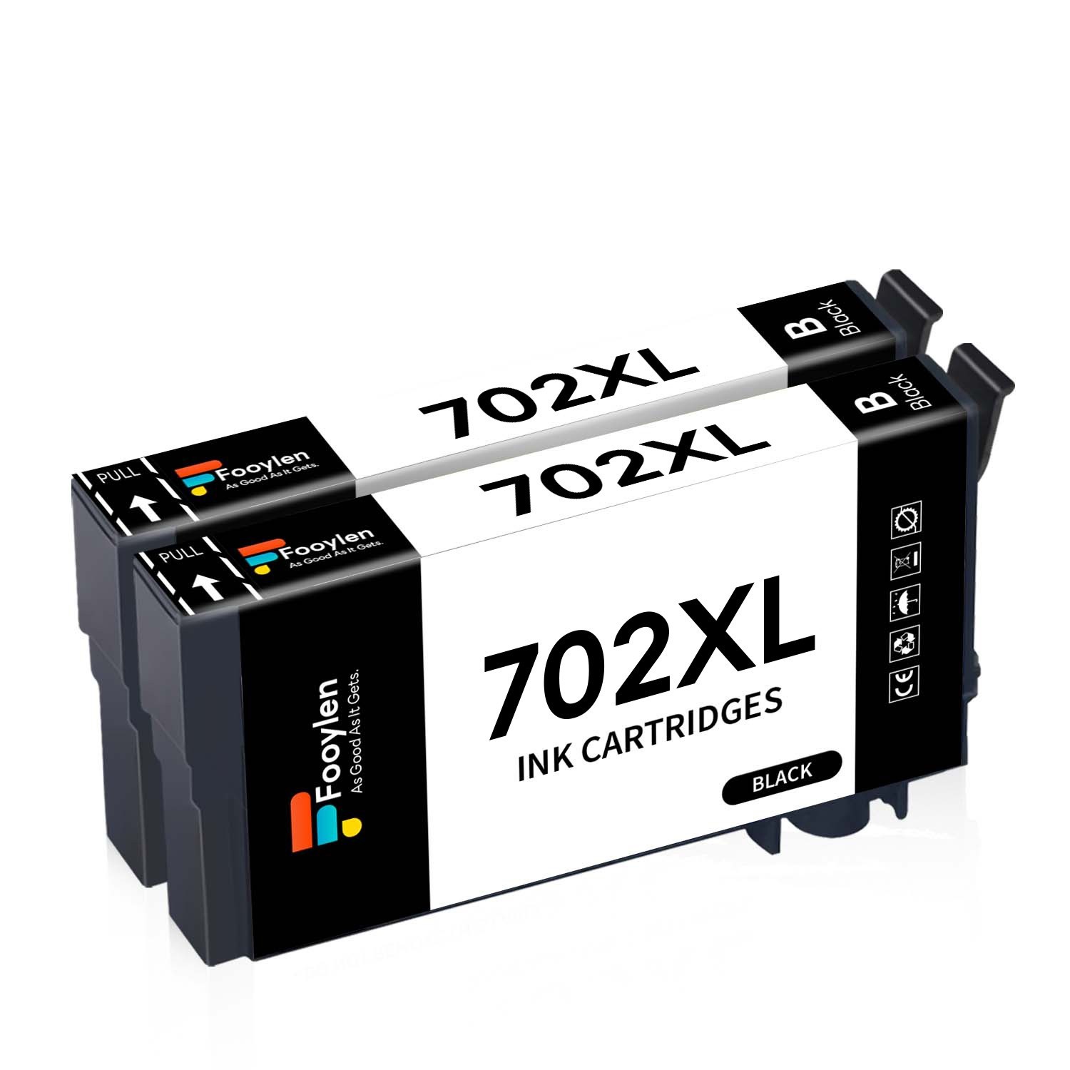 2x Compatible With 702XL Black Ink Cartridge For Epson Workforce WF 3720 3725