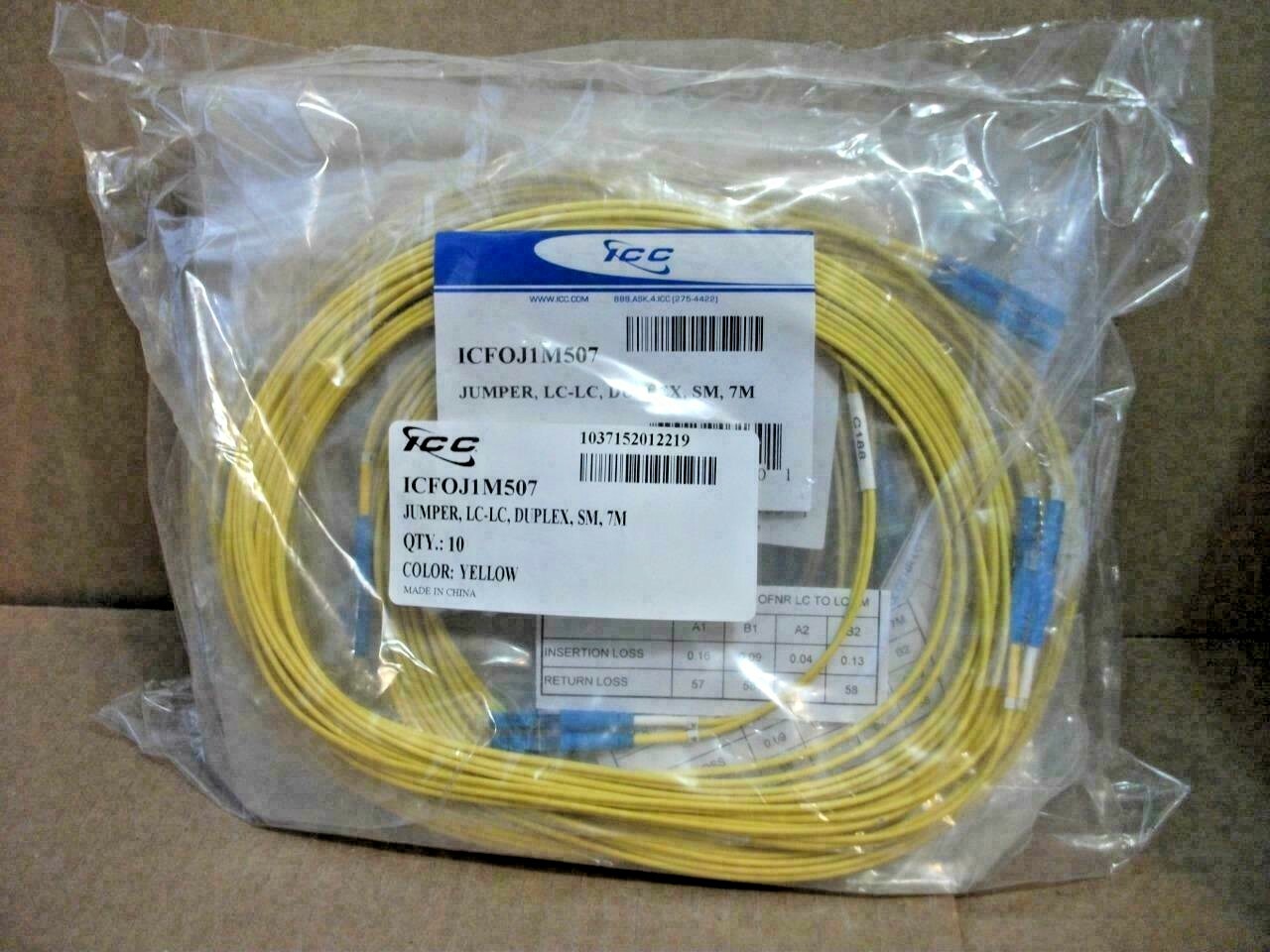 ICC Patch Cable, Singlemode Duplex LC-LC Fiber Optic Jumper 7M (10 PACK) 