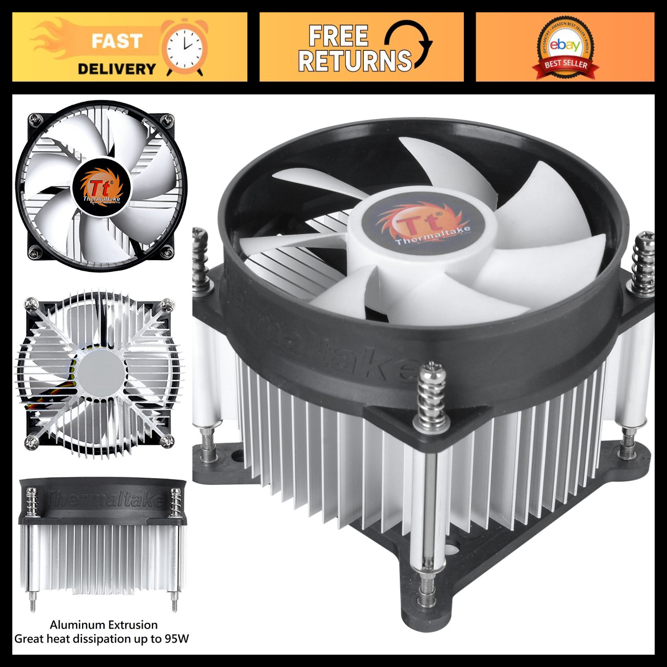 High-Performance 92mm CPU Cooler for Intel LGA 1200/1156/1155/1150/1151 - 95W Co
