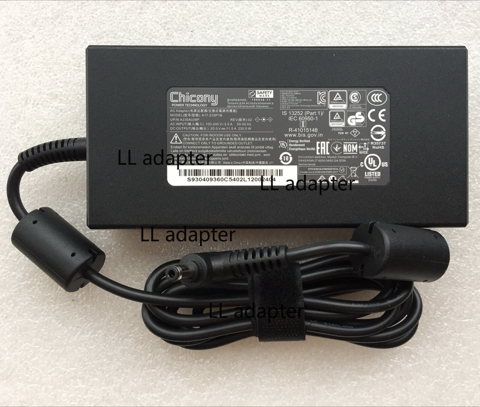 New Original MSI GS66 Stealth 10SF-005US A17-230P1B Chicony 230W AC Adapter&Cord