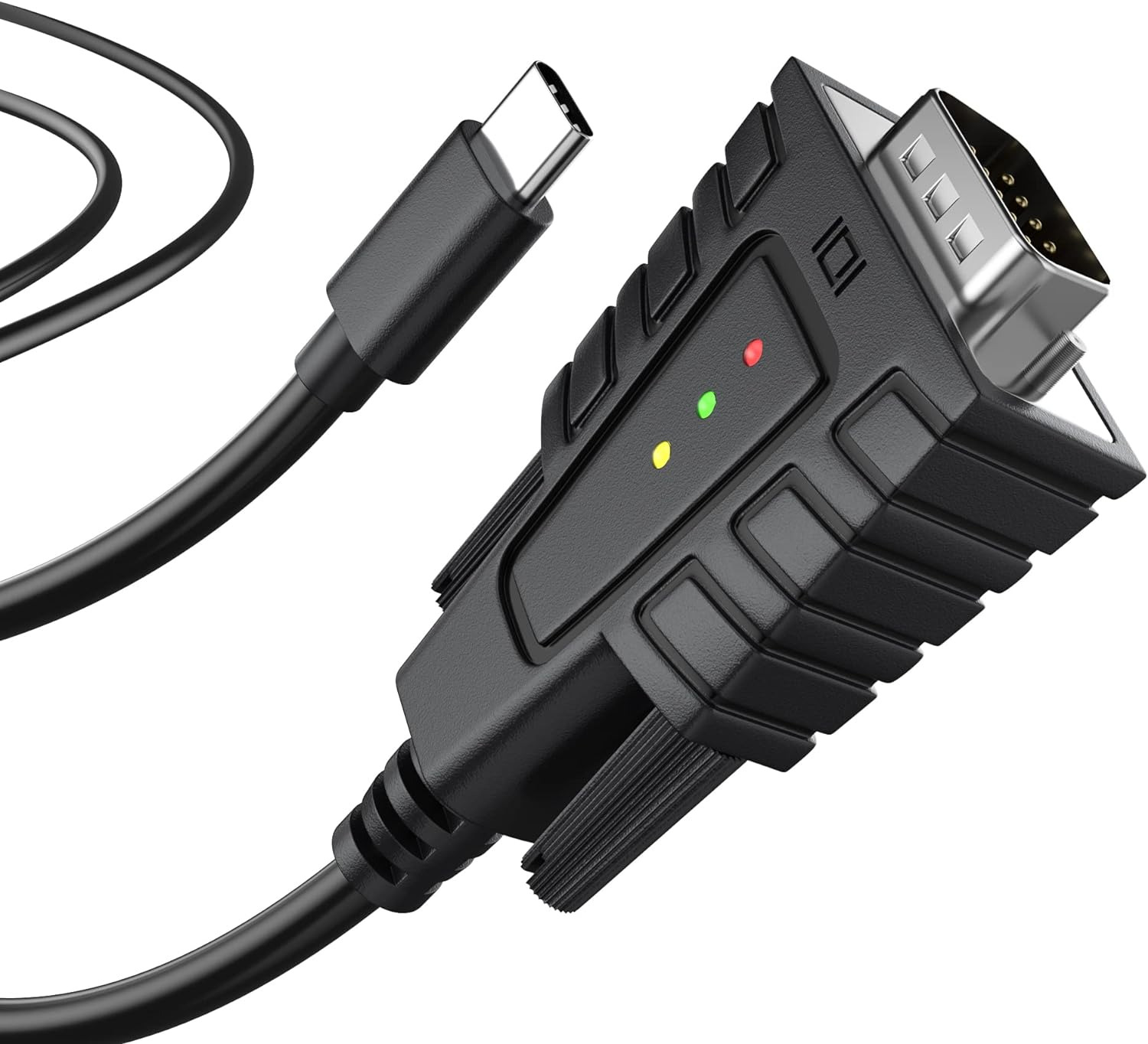 Drivergenius USB C to Serial RS232 DB9 Adapter Cable with 3 X LED Indicators 