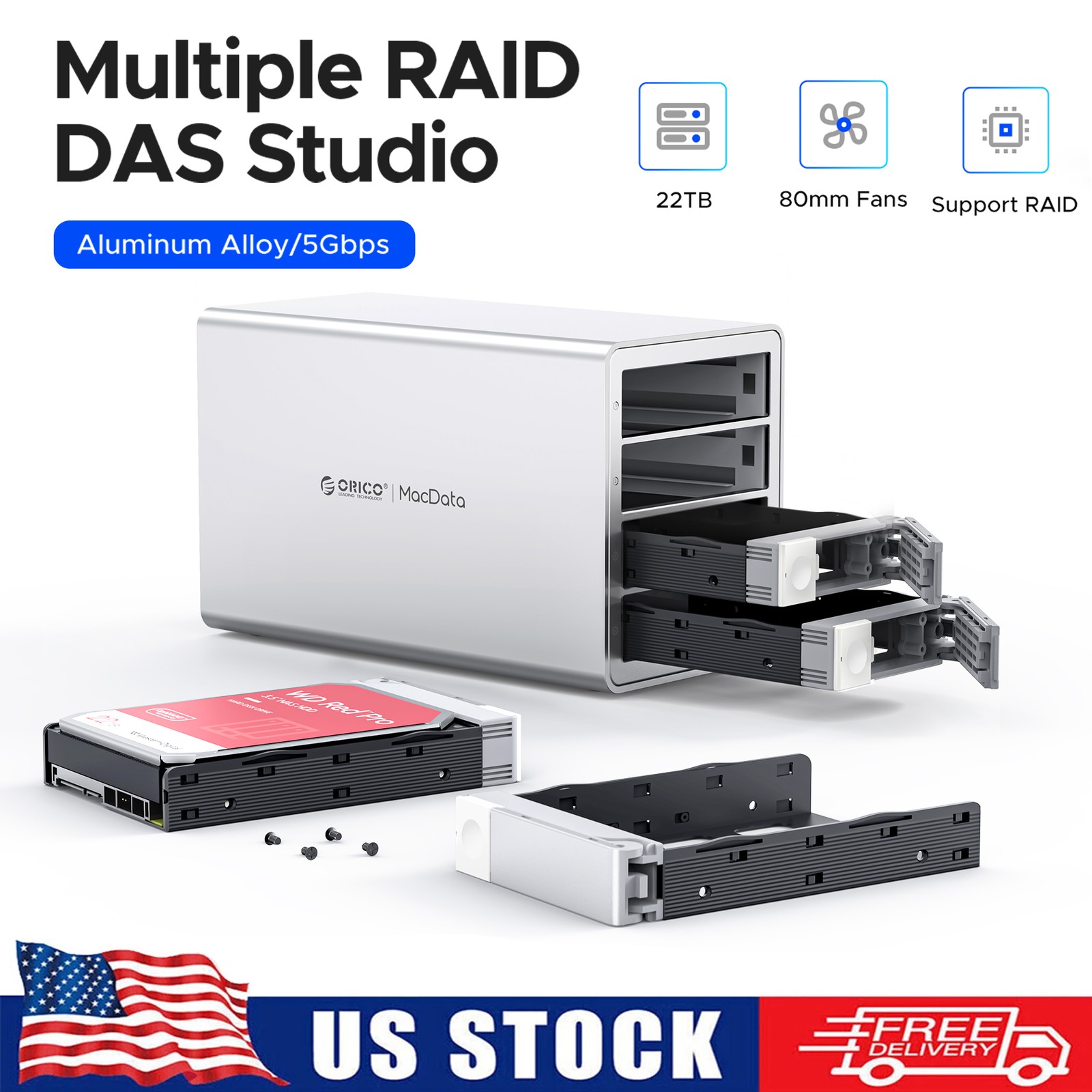 ORICO 4Bay RAID Hard Drive Enclosure Case 2.5/3.5" SATA HDD/SSD Dock Station