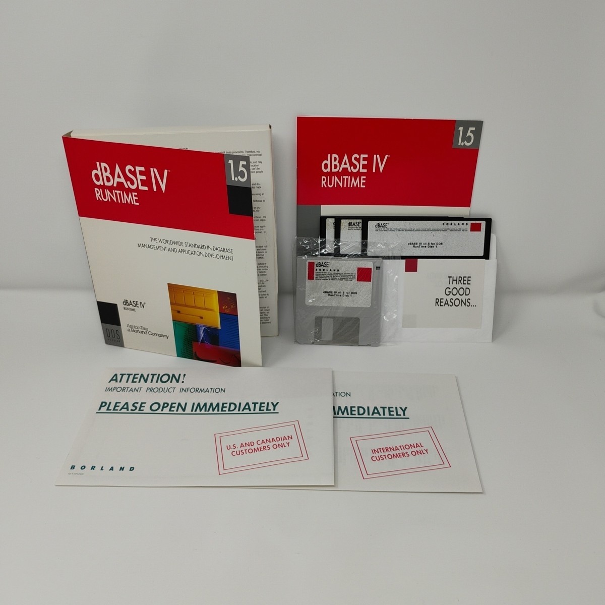 Borland dBase IV Runtime 1.5 DOS Ashton Tate 5.25" Floppy Disks & Sealed 3.5"