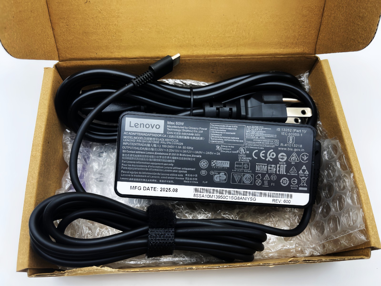 Genuine 65W USB C Charger For Lenovo ThinkPad T480 T490 T580 X1 Carbon T14 T14s
