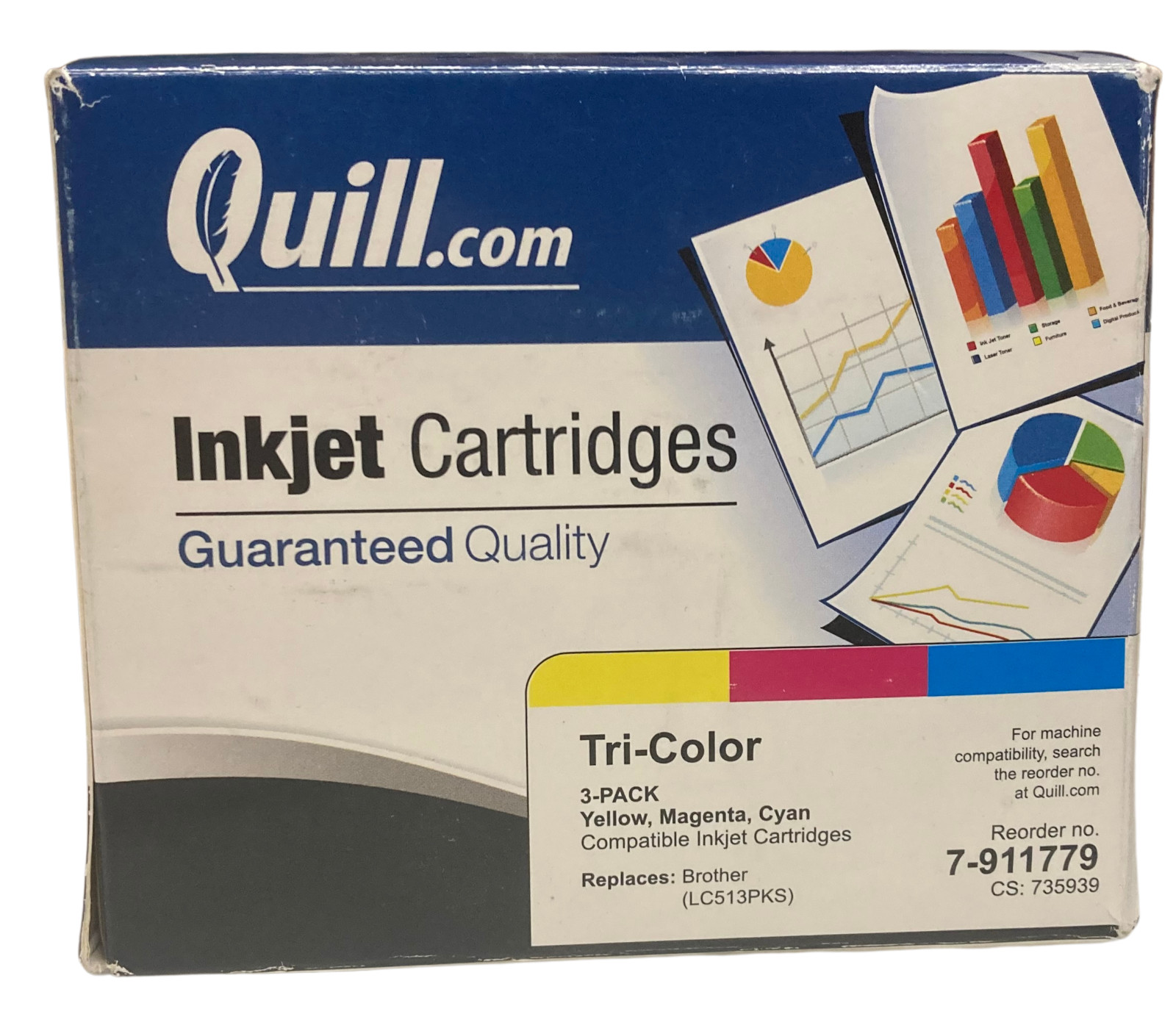 Quill 3 Piece Color Ink Pack Cyan Magenta Yellow (for Brother LC513PKS)
