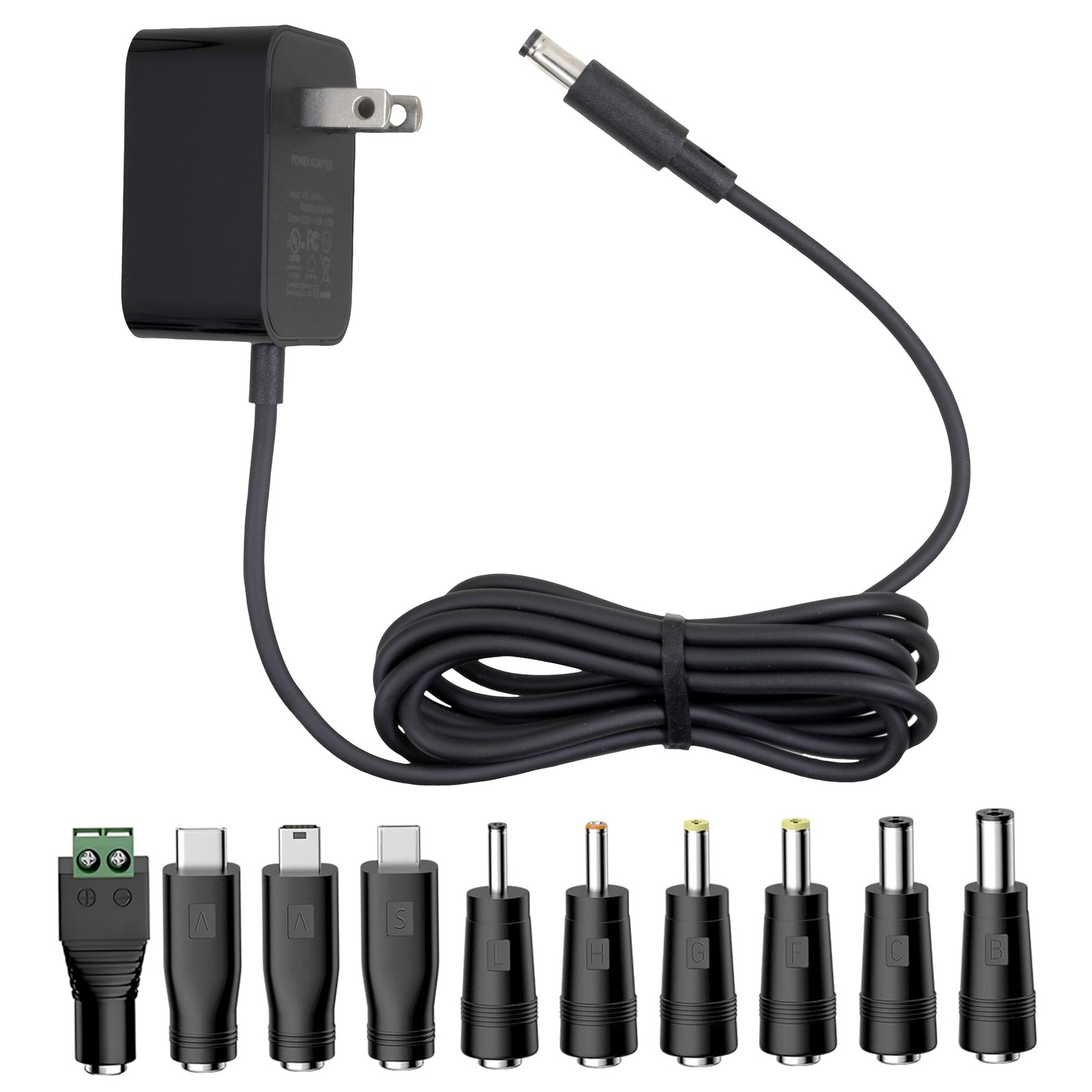 12V 2A AC Adapter Charger with 10 Tips- Universal Power Supply for LED...