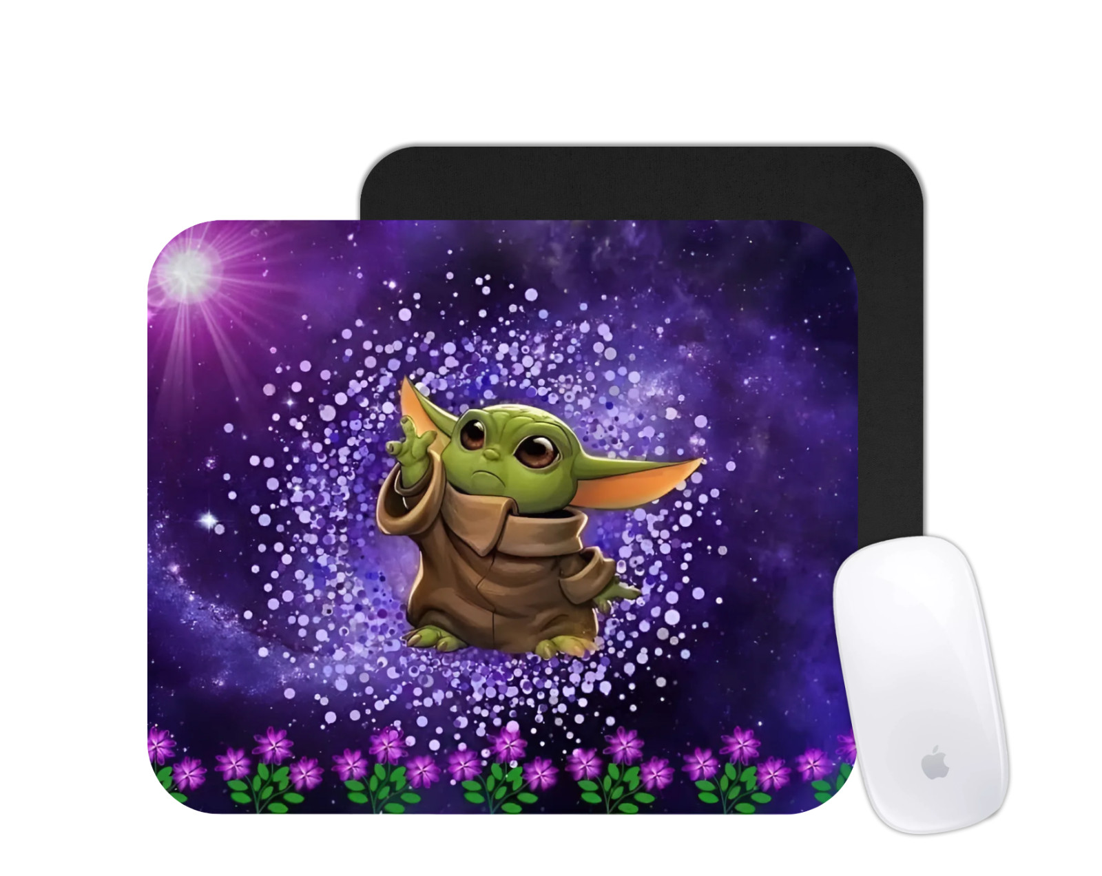 Purple Galaxy Alien Creature Mouse Pad | Cute Fantasy Desk Mat | Custom Gift