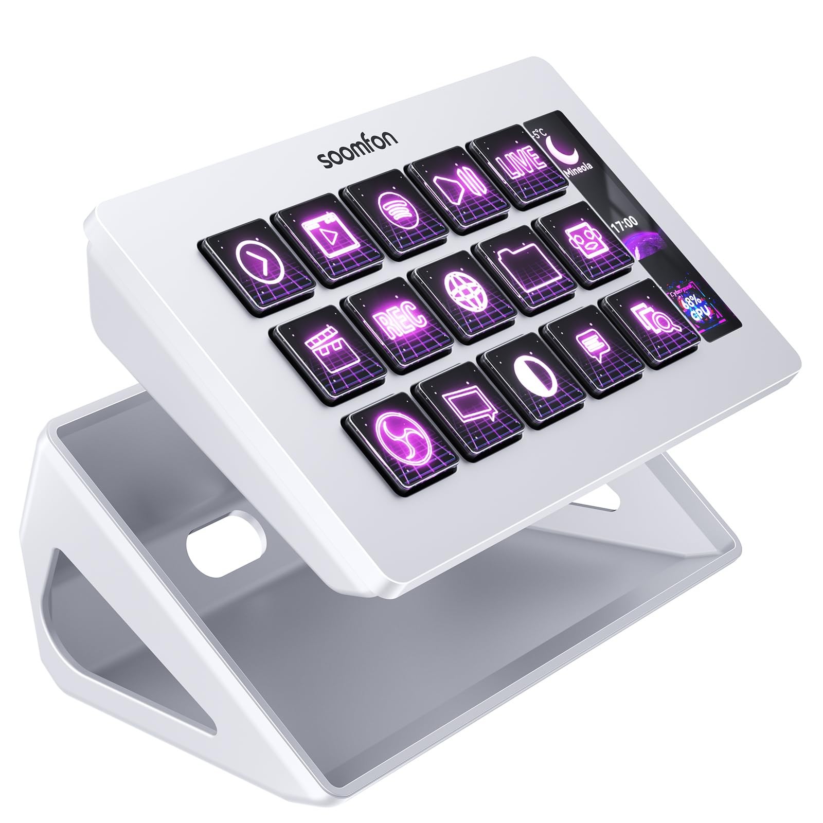 SOOMFON Stream Controller Stream Control Deck with 15 LCD Macro Keys Customizabl