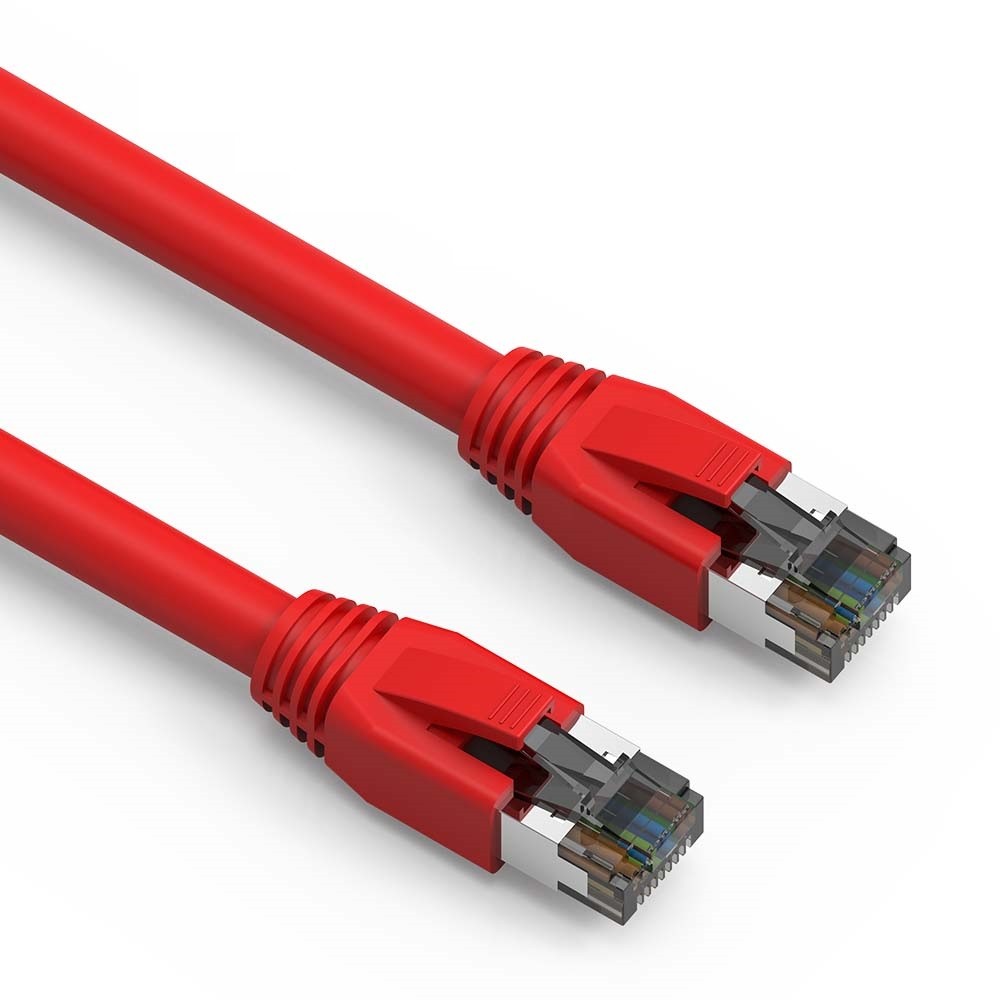 10 Pack of 5Ft CAT8 S/FTP Ethernet Network Cable Red 24AWG