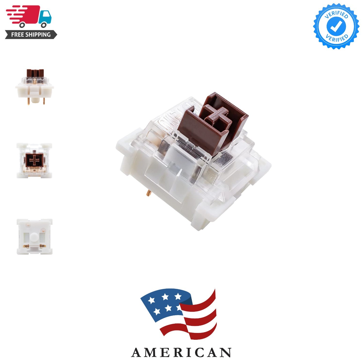 OUTEMU Medium-Low Profile Brown Switches, 3-Pin 1.6mm Travel Distance Thin Ta...