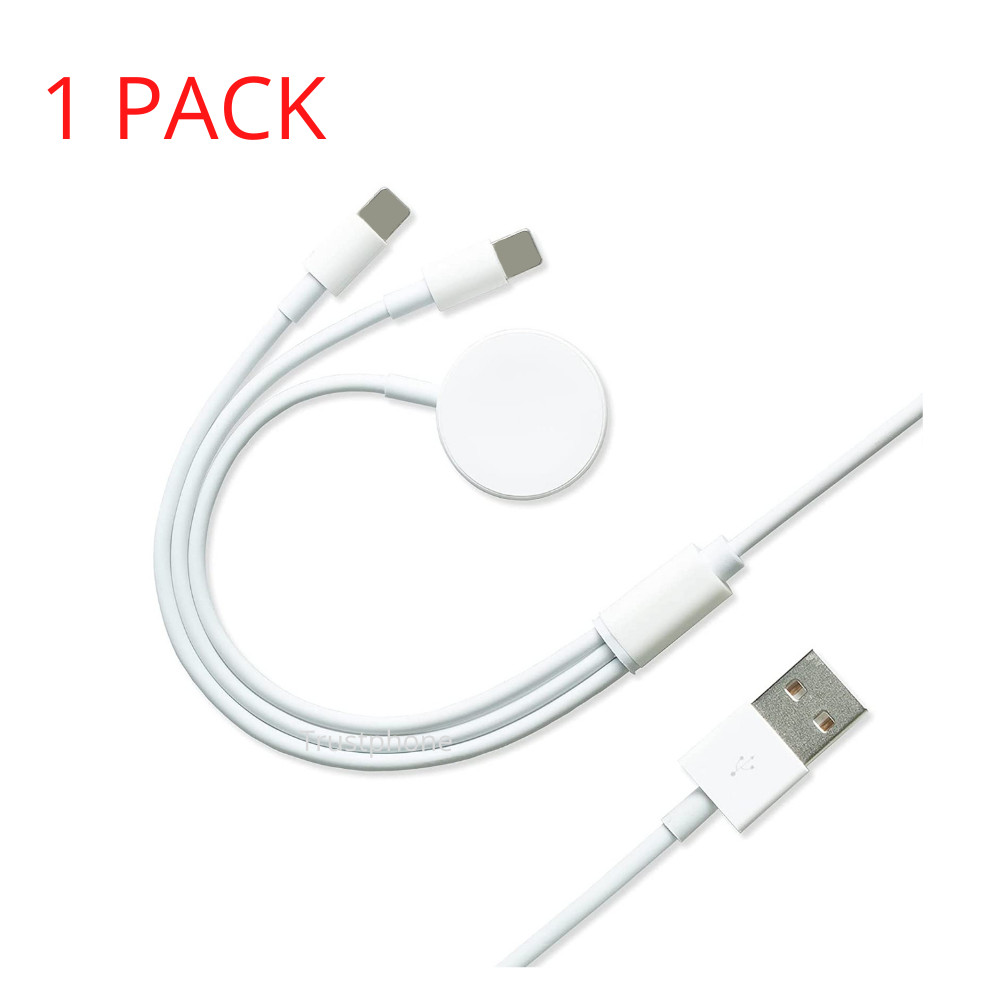 Magnetic Charger 3 in1 USB Cable For Apple Watch iWatch SE 6 5 4 3 2 iPhone Lot