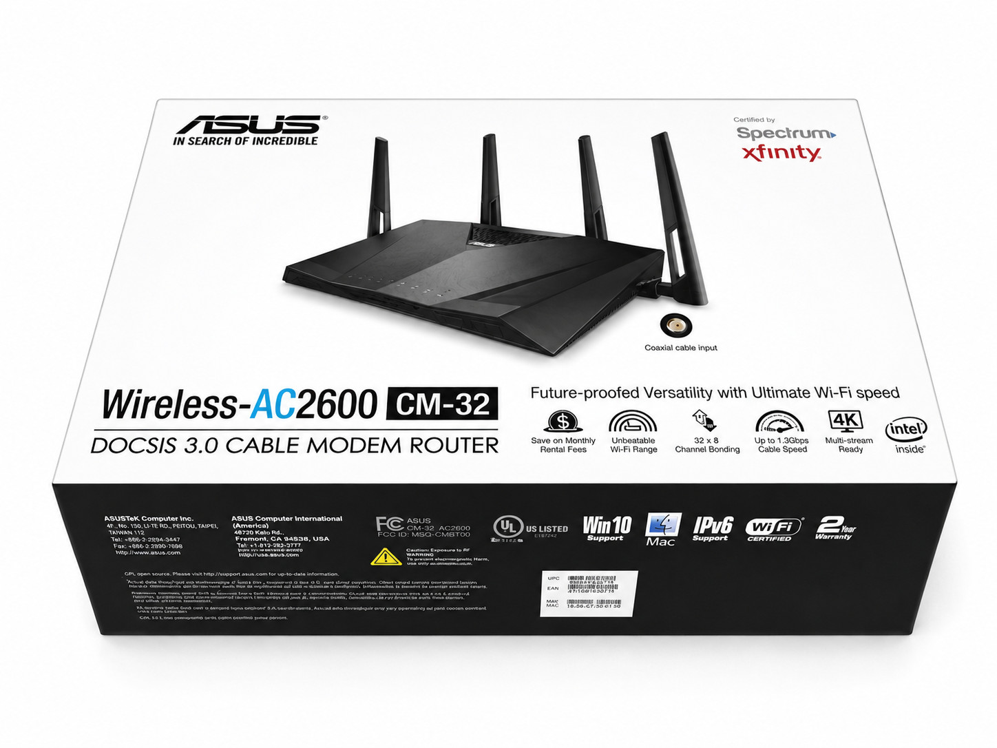 Pre-owned ASUS Wireless-AC2600 CM-32 (DOCSIS 3.0 cable modem router)