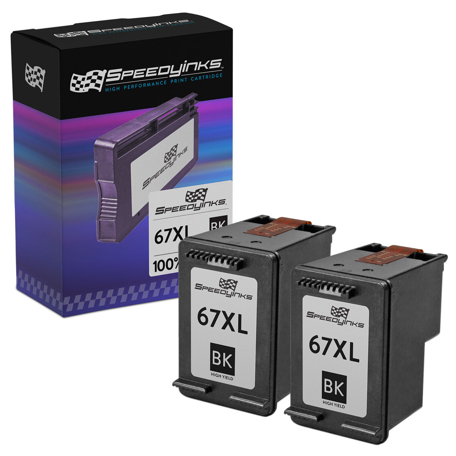 Speedy Replacement for HP 67XL 3YM57AN Black High Yield Ink Cartridge 2-Pack