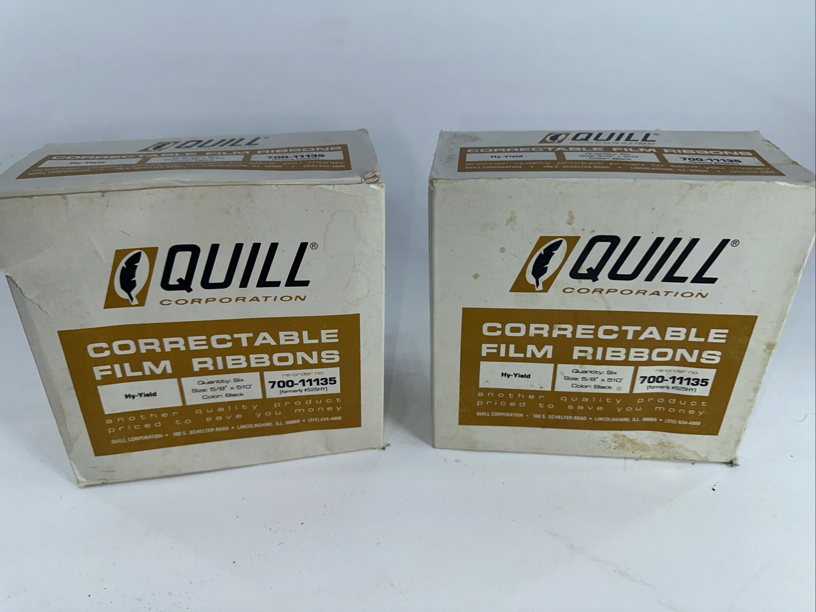 2 Vintage Quill Lot Box of 6 Correctable Film Ribbons New  Hy-yield