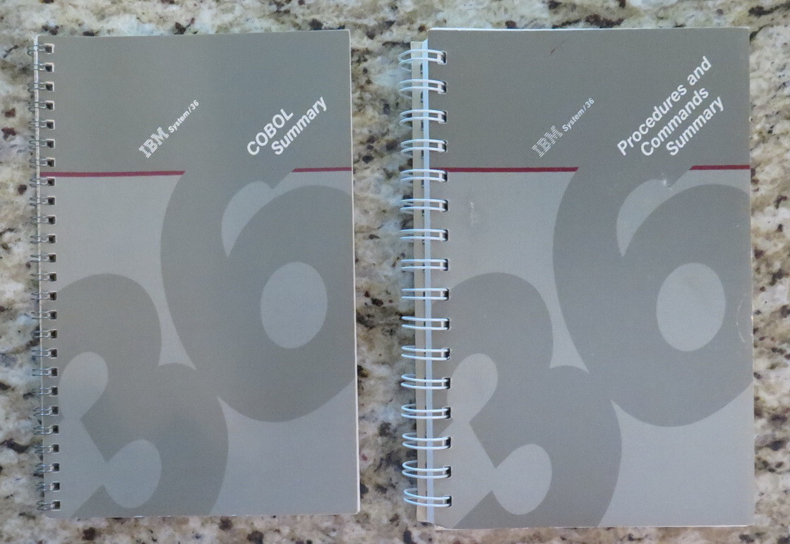 IBM System/36 COBOL Summary & Procedures and Commands Summary (Spiral) 3rd RARE 