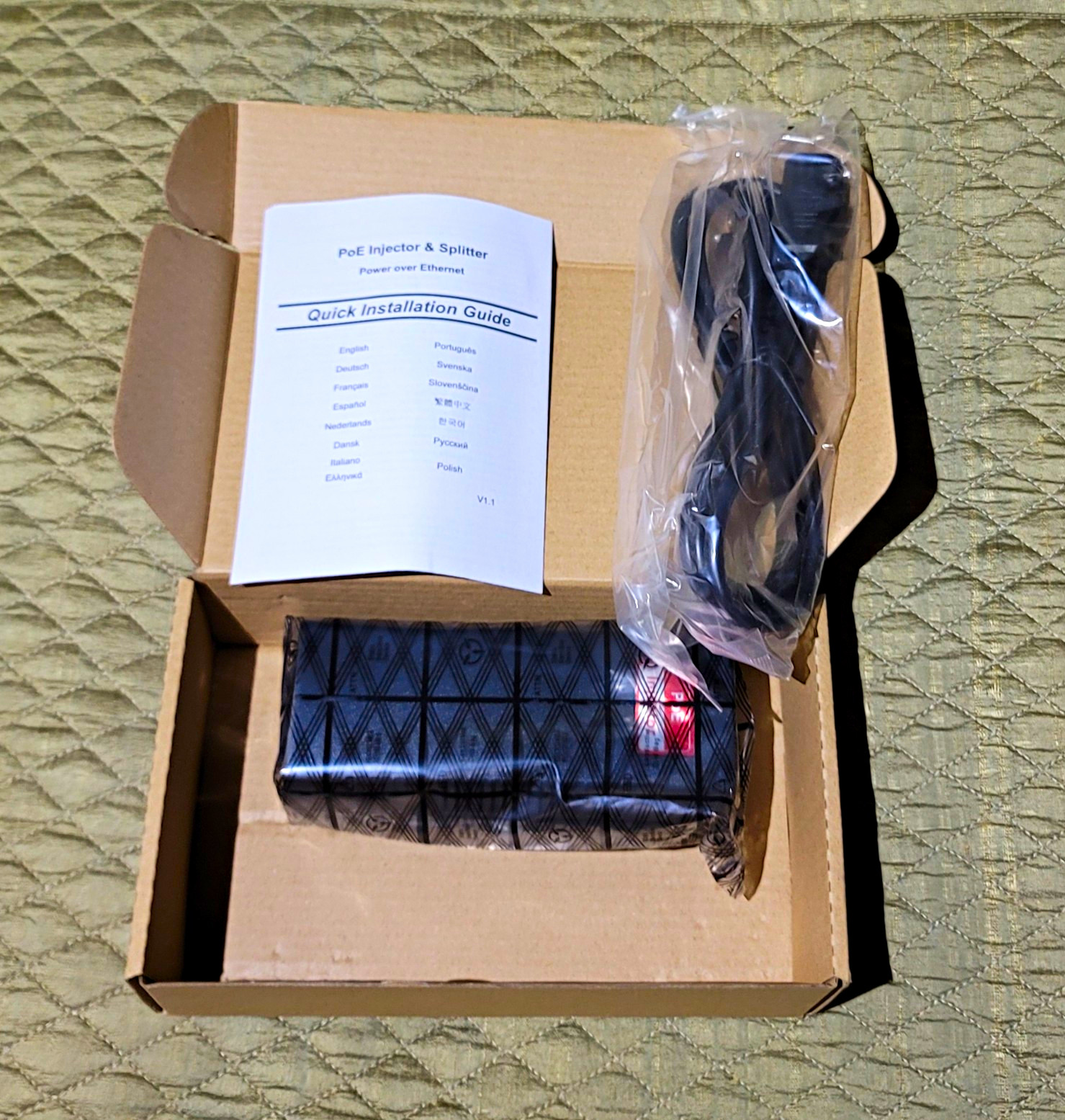 BV-Tech POE-I100 PoE Injector 19W Gigabit 802.3af Single Port - New