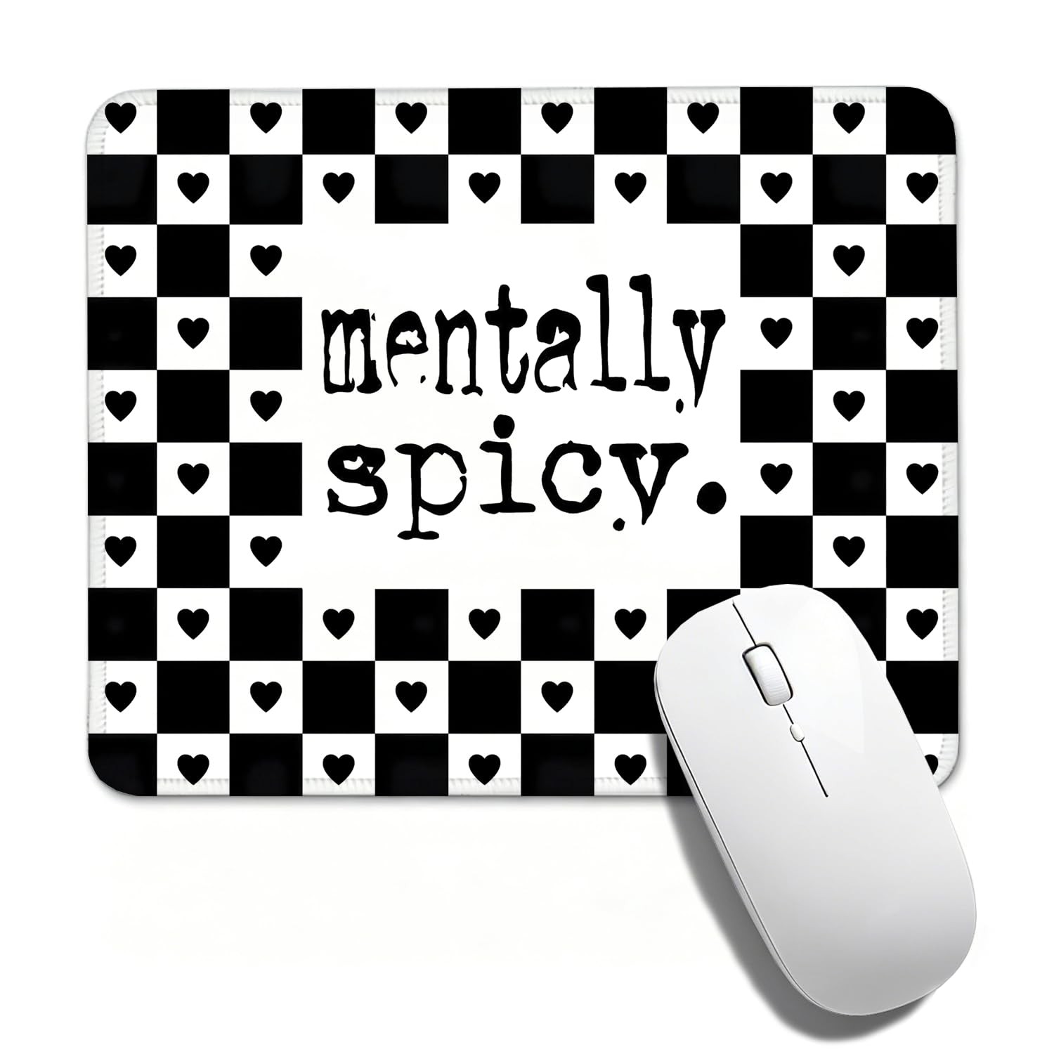 Edgy Mentally Spicy Checkered Mouse Pad,Gothic Aesthetic Desk Mat, Alternativ...