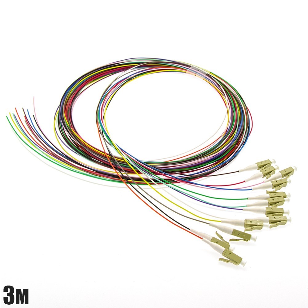 3M 10FT 12 Core LC UPC OM3 Simplex Multimode Fiber Optic Optical Pigtail Cable