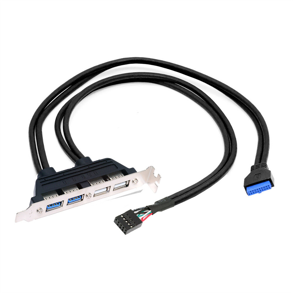 Cablecy Internal Four USB2.0 & USB 3.0 Female Panel to Motherboard 9pin 19pin
