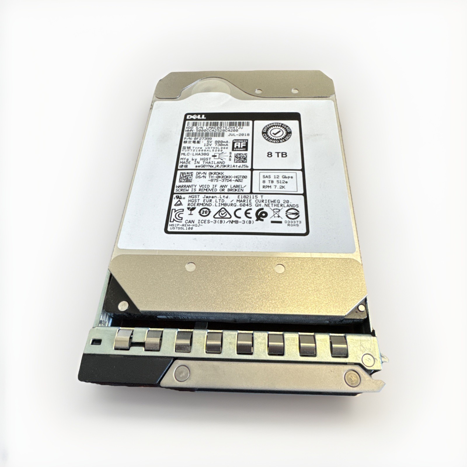 KRDKK DELL 8TB 7.2K SAS 12Gb/s 3.5in 512e Enterprise HDD HUH721008AL5200 0KRDKK