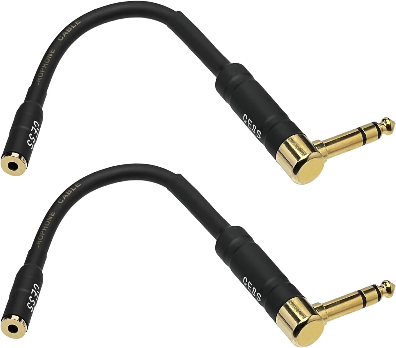 CNCESS CESS-238 Right Angle 1/4 Inch TRS to 3.5mm Black 
