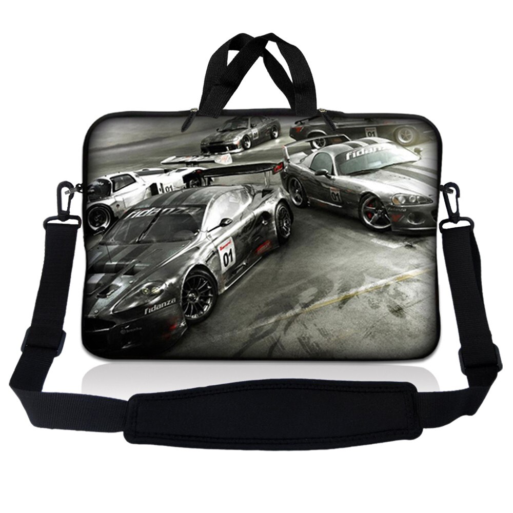 14 Inch Laptop Bag Sleeve Carry Case w/ Shoulder Strap Macbook Acer Racing Cars