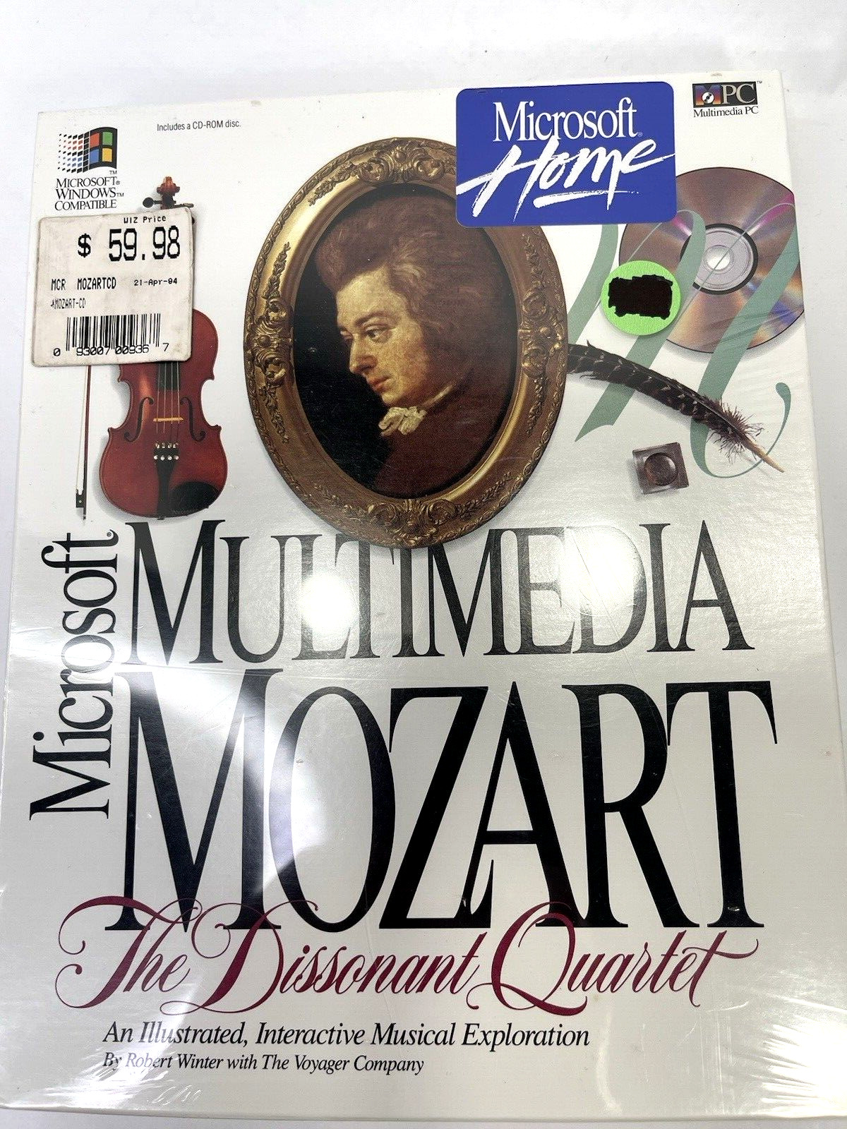 Vintage Microsoft 1993 Mozart CD-ROM The Dissonant Quartet Interactive Sealed