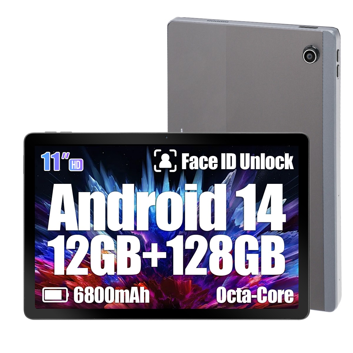 Urao Tablet Android 11'' Screen 12+128GB Supprt WIFI 6 6800mAh IPS Display Gray