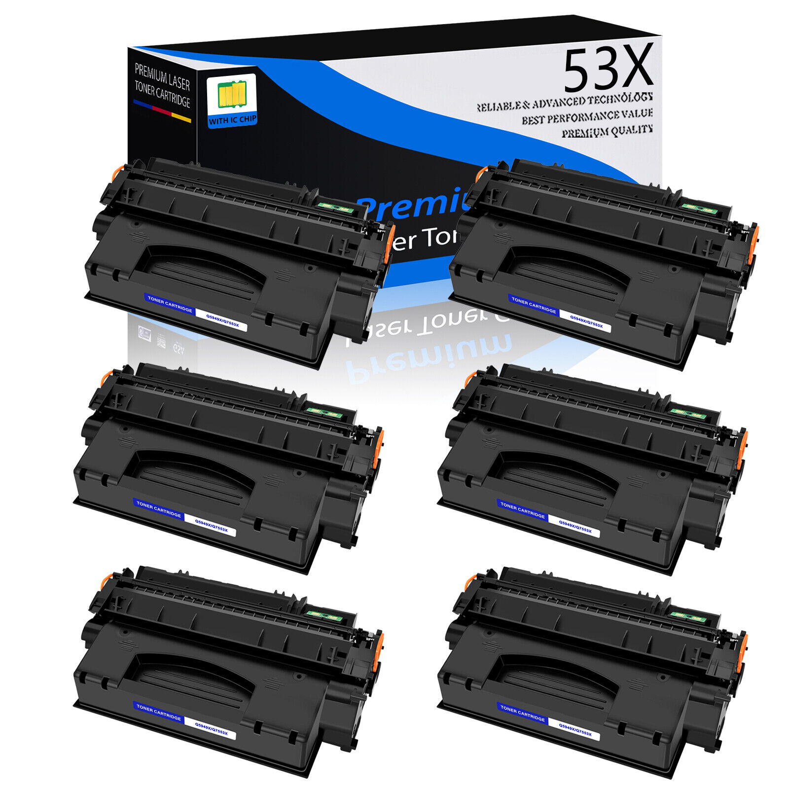 US Stock 6PK Black Q7553X 53X Toner for HP LaserJet  M2727 M2727nf M2727nfs MFP