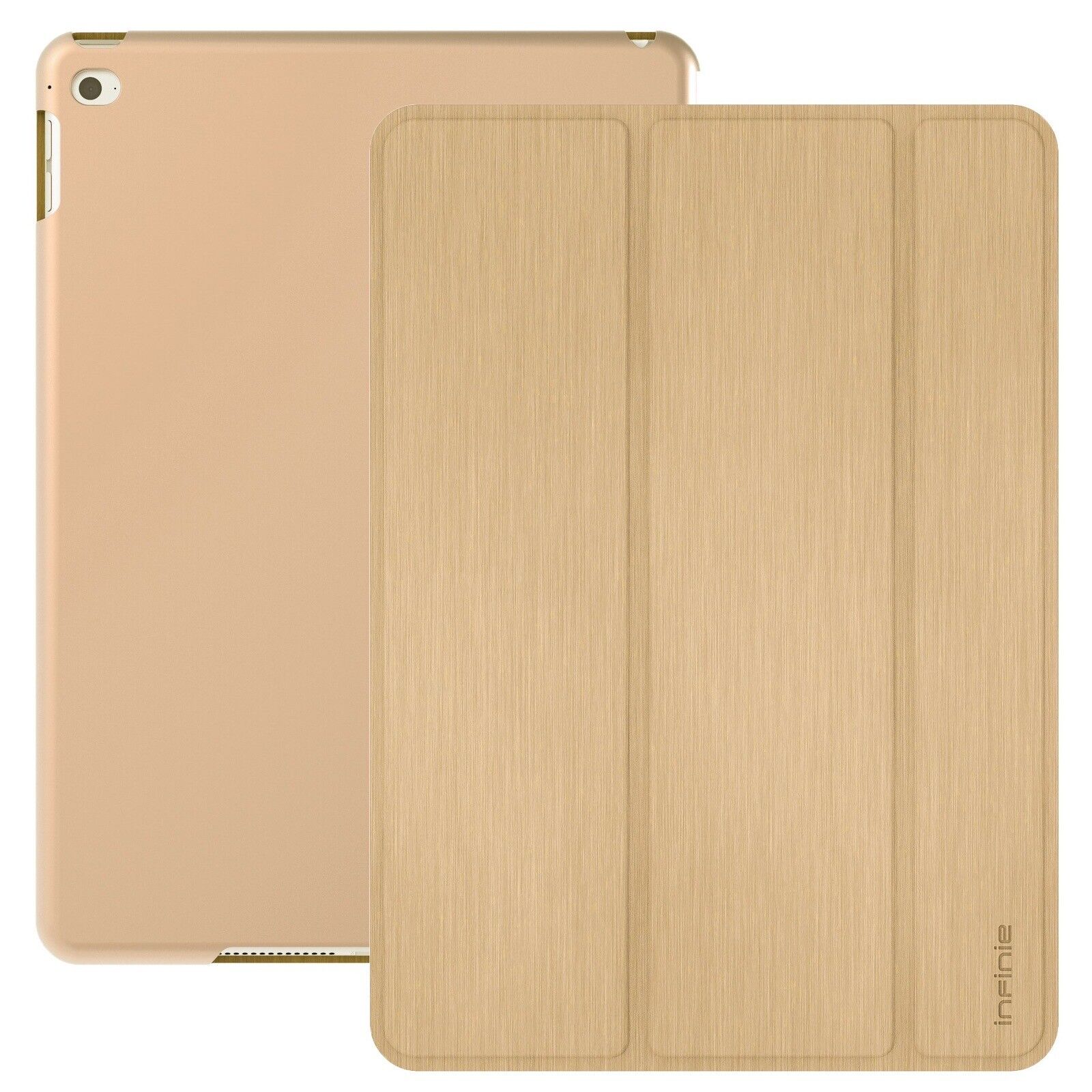 Infinie Bookcase iPad Air 2 Sleep Wake Case | Gold | Protective PU Leather |