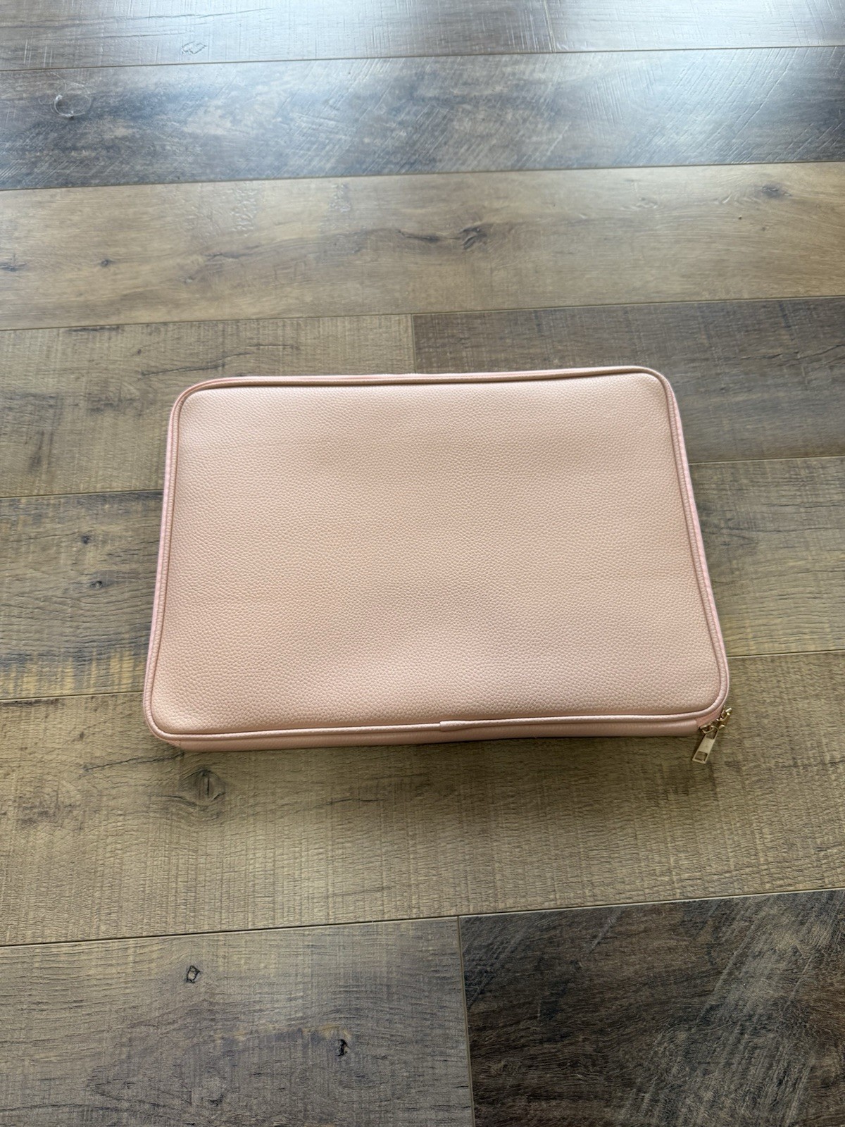 Threshold Tech Laptop Storage Pouch Pink Faux Leather Gold Zip 1.5"X11.25"X15.75