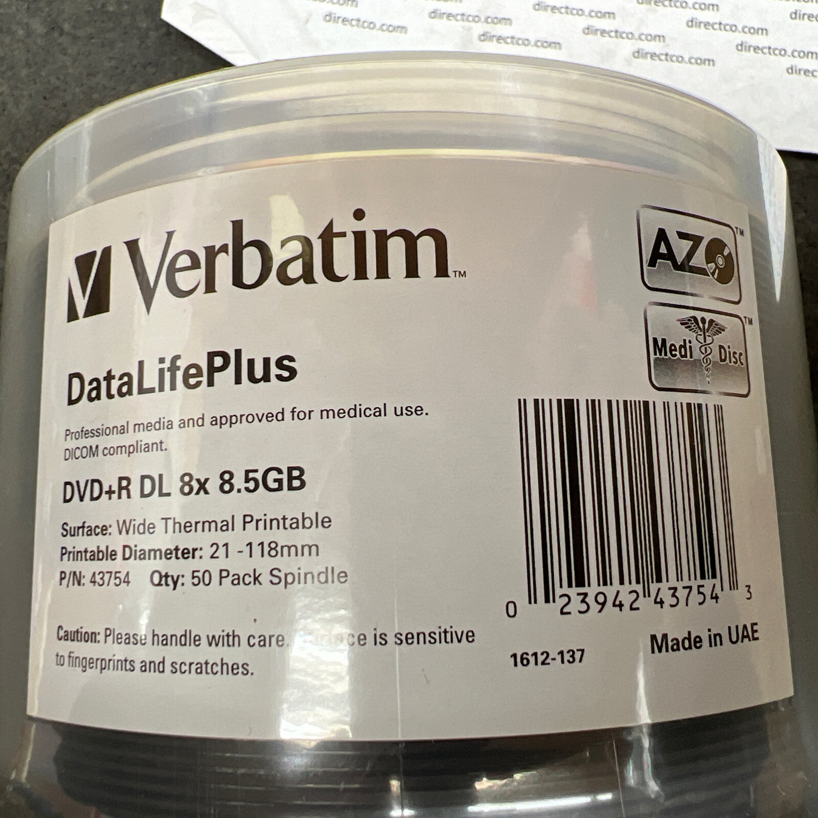 VERBATIM AMERICAS LLC 43754 DVD+R DL 8.5GB 8X WHITE WIDE THERMAL PRINTABLE 50PK