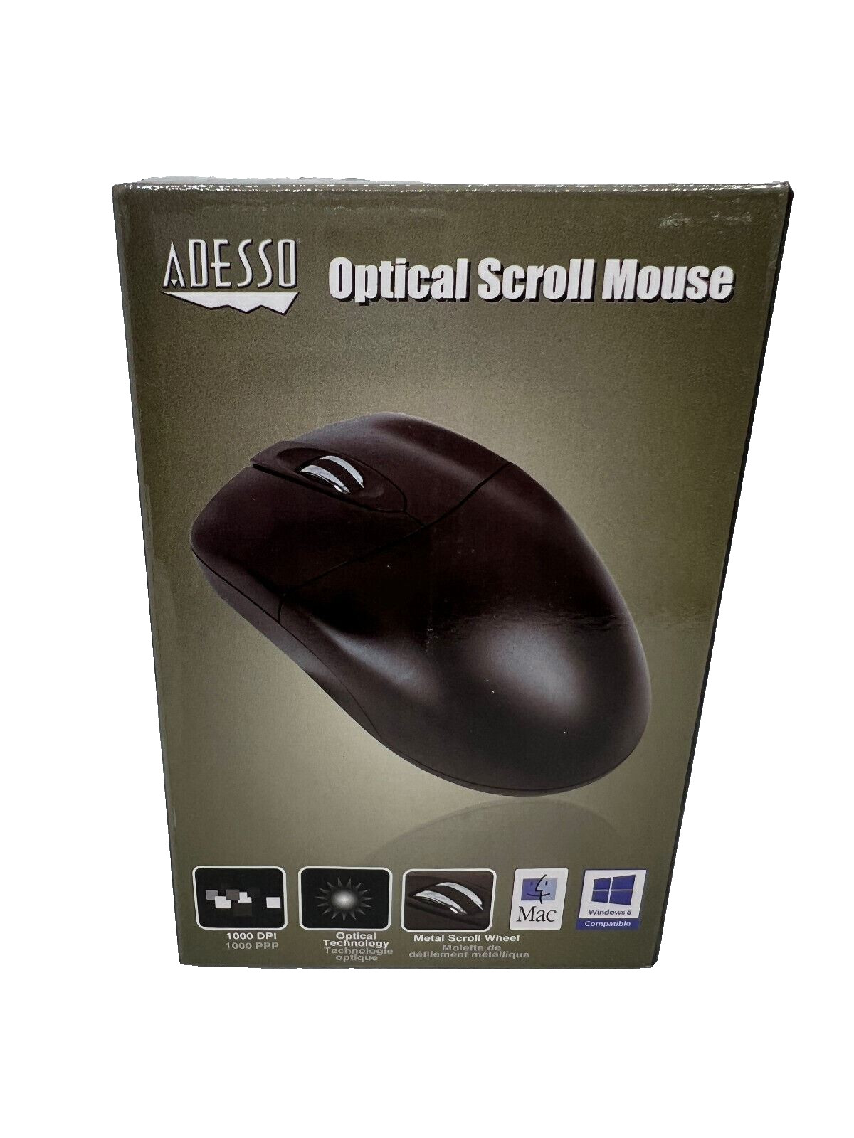 Adesso HC-3003PS Black 3-Button Optical Scroll PS/2 Mouse PC Computer NIB