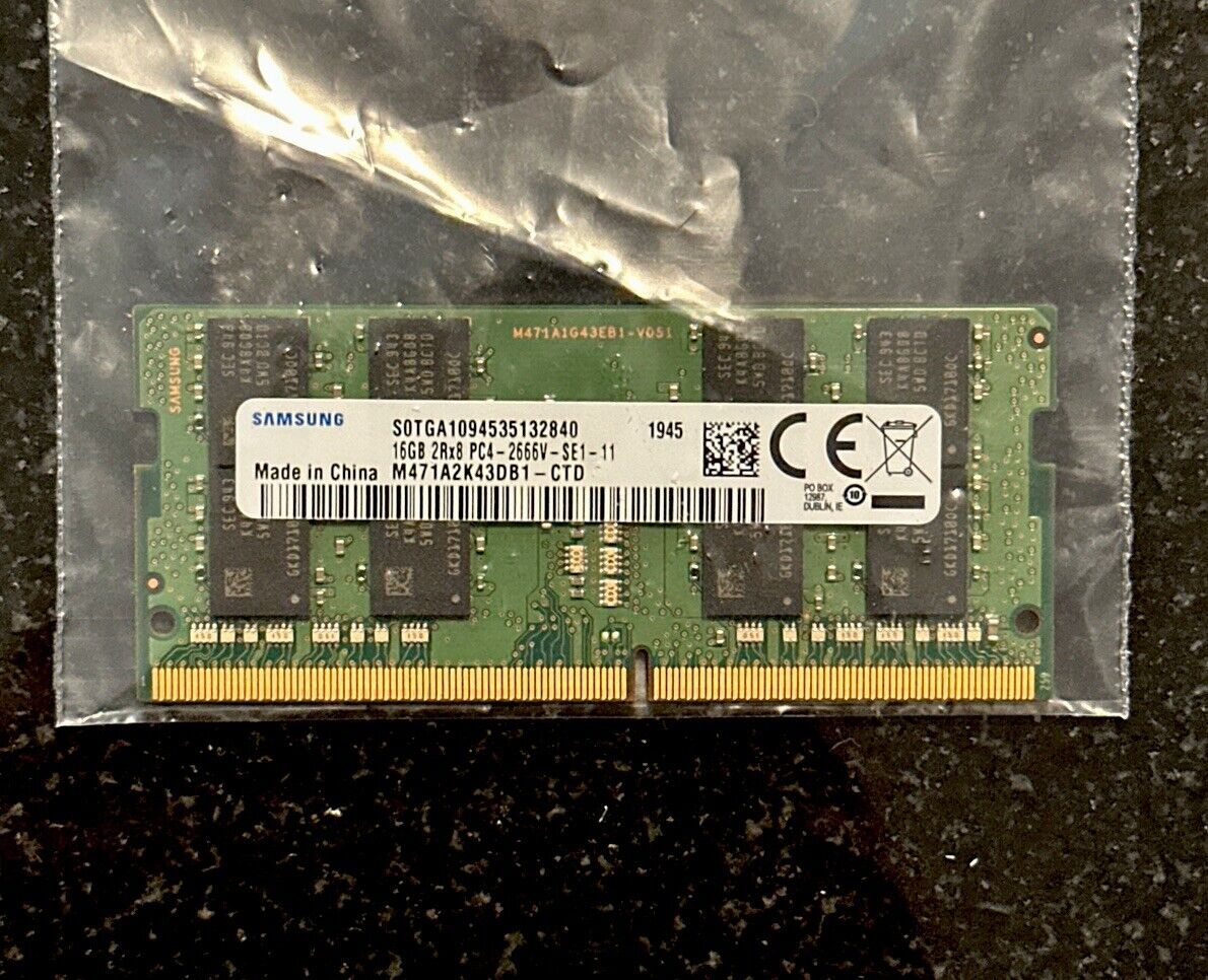 Samsung 16GB PC4-2666V-S DDR4-21300 Laptop Memory SODIMM M471A2K43CB1-CTD