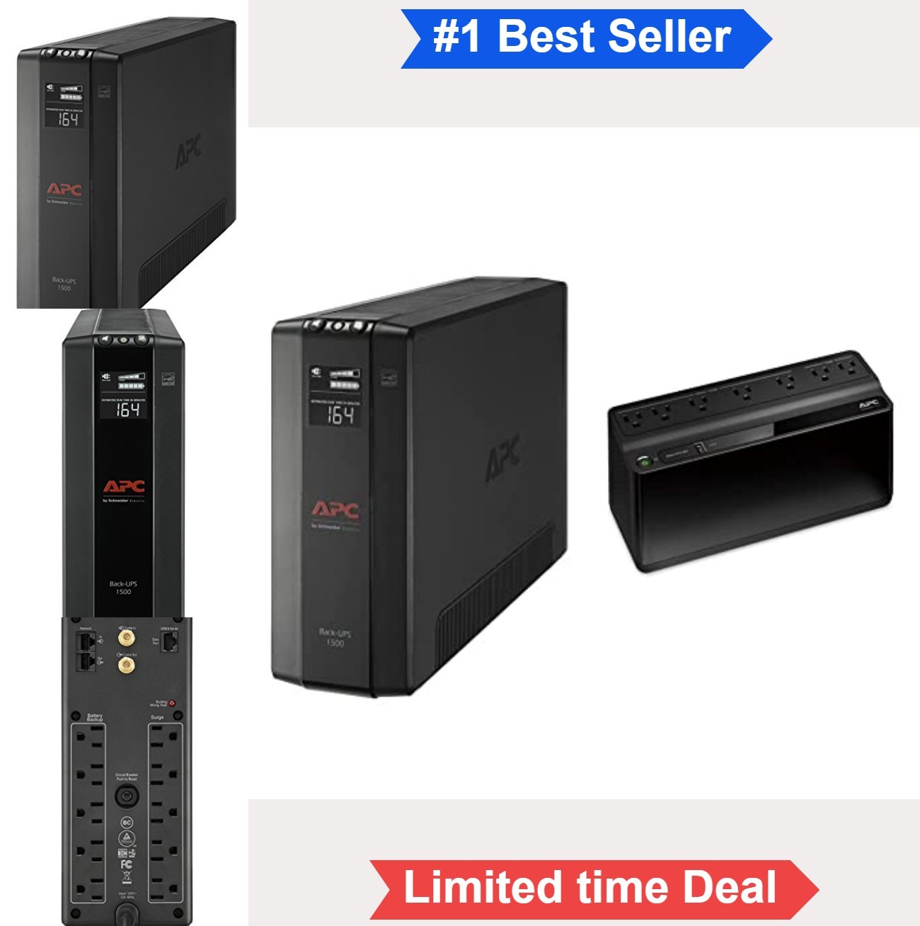 1500VA UPS Battery Backup 900W 10 Outlets USB Port AVR Surge Protector Tower
