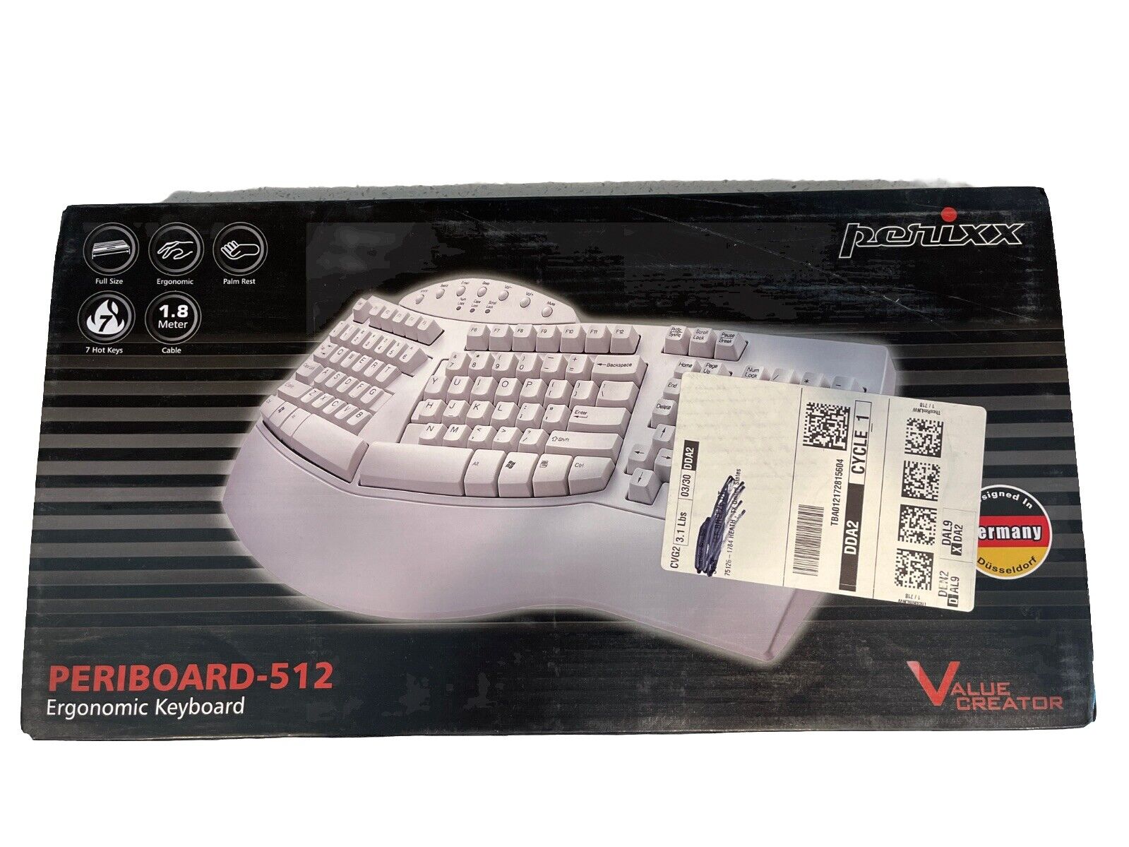 Perixx PERIBOARD-512W Periboard-512 Ergonomic Split Keyboard Natural White