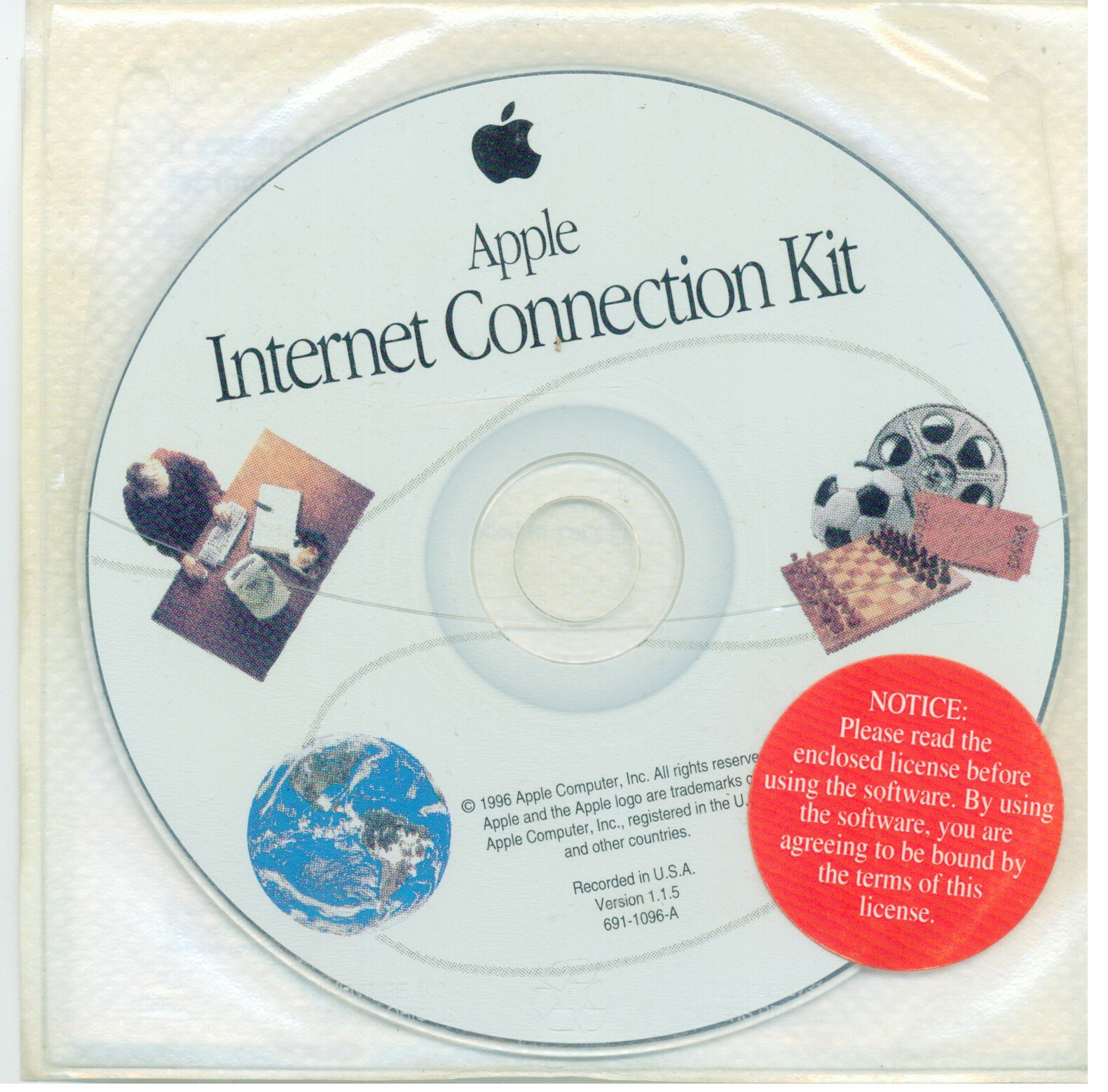 ITHistory SOFTWARE APPLE  (1996) INTERNET CONNECTION KIT 1.1.5  CD/ Manual OF