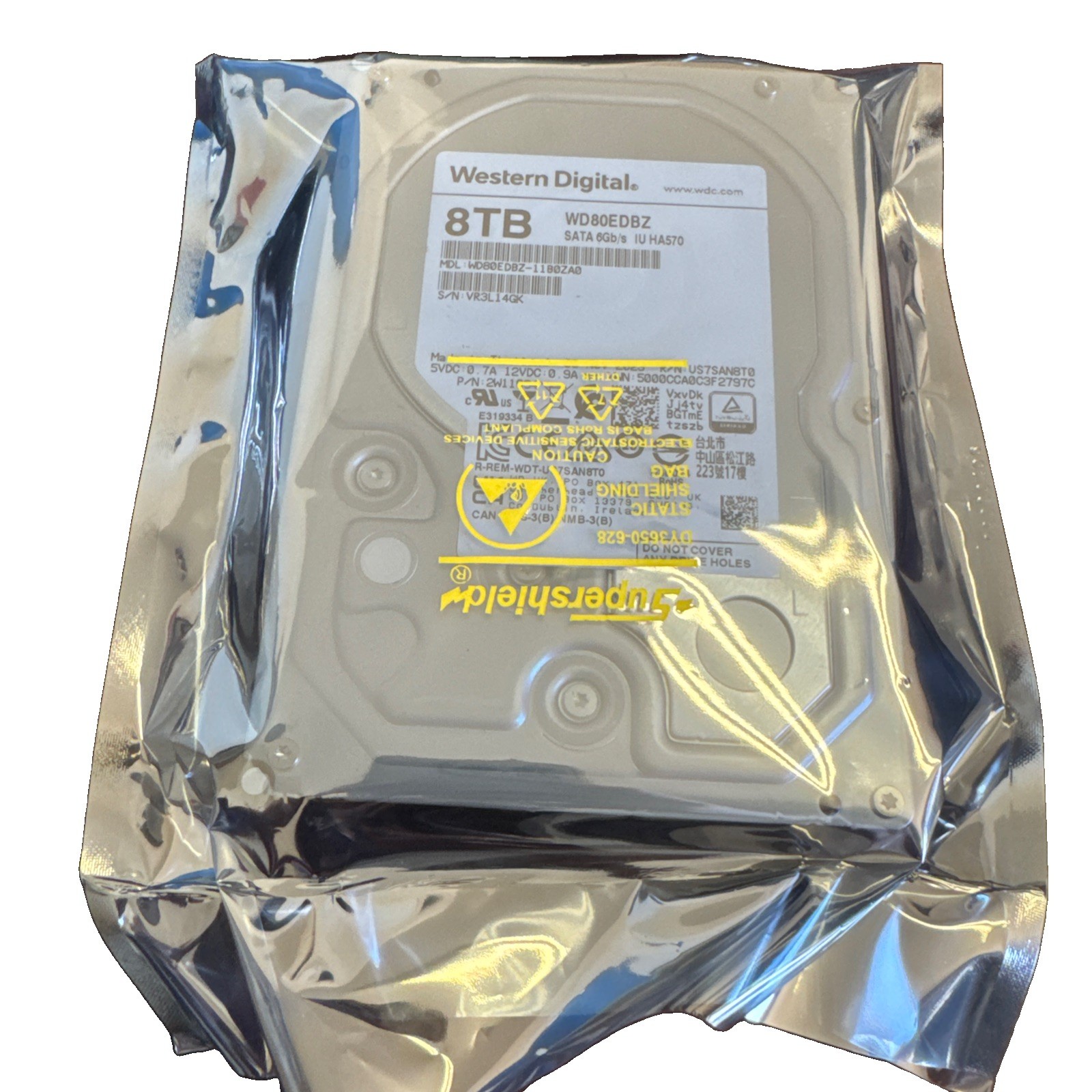 WESTERN DIGITAL WD80EDBZ-11B0ZA0 8 TB 3.5 SATA INTERNAL HARD DRIVE 100% HEALTH