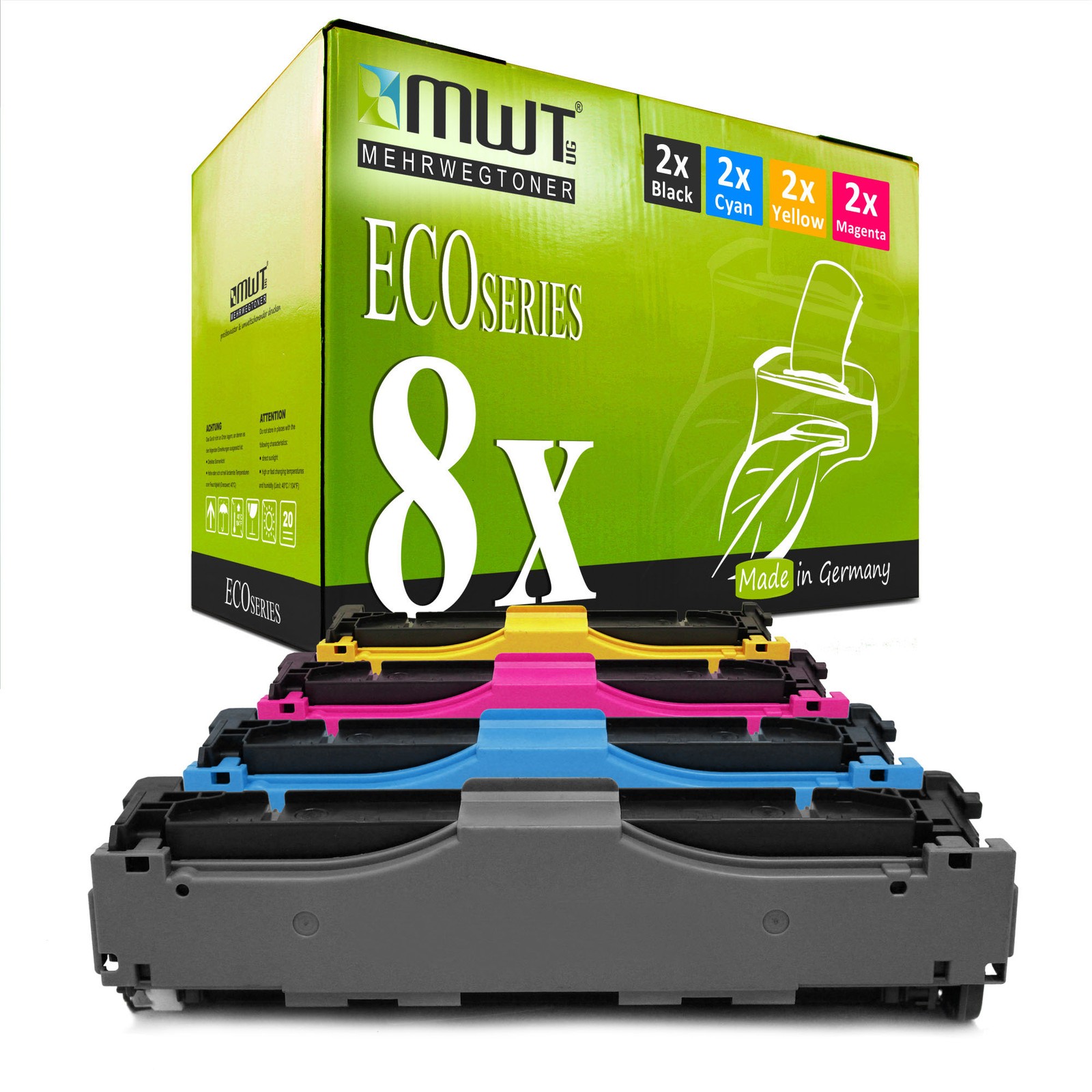 8x MWT Eco Cartridge for HP Color Laserjet CP-2024-N CP-2024-DN CP-2025-N